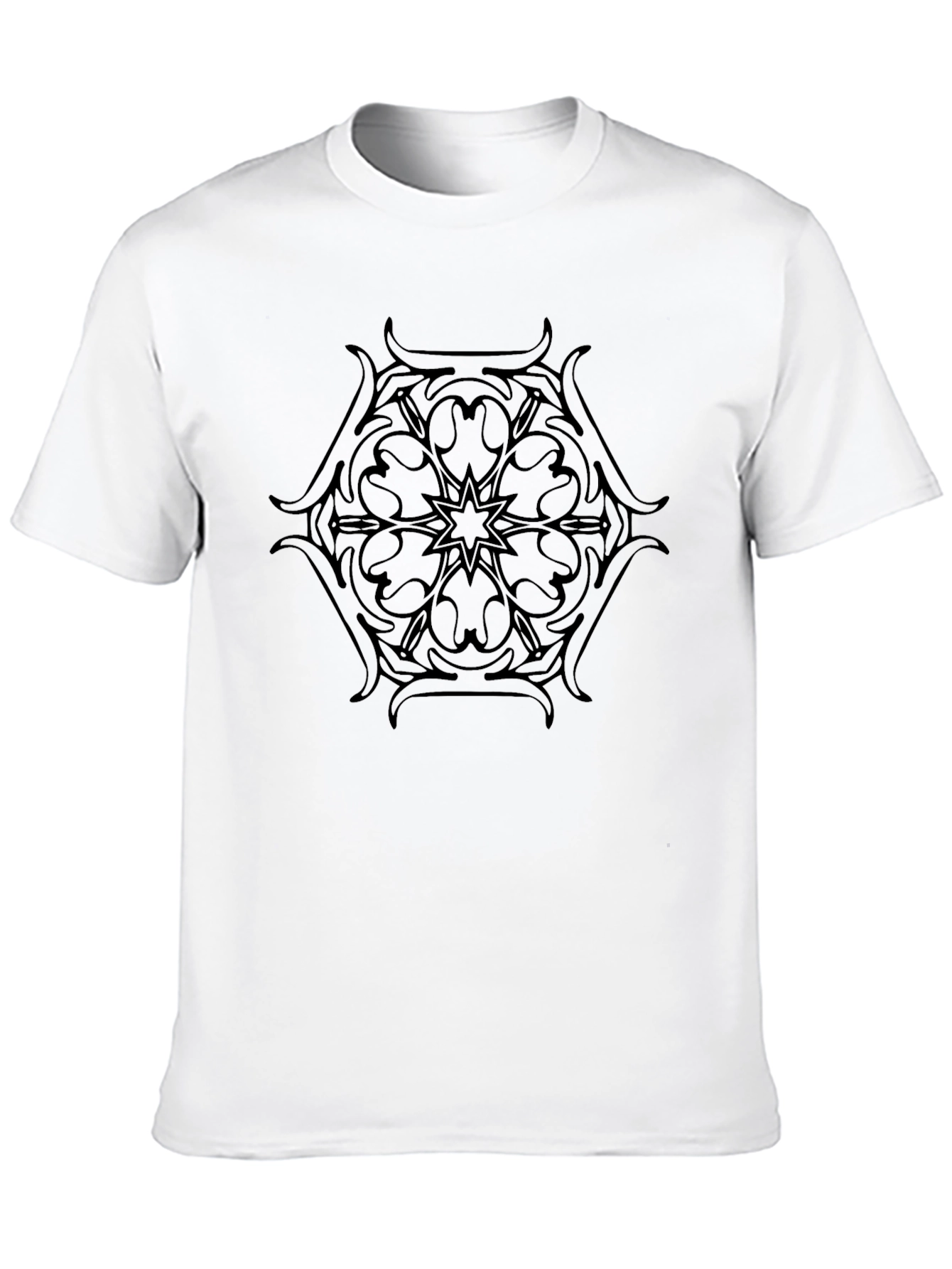 Black T-Shirt with Mandala Style Graphic Print