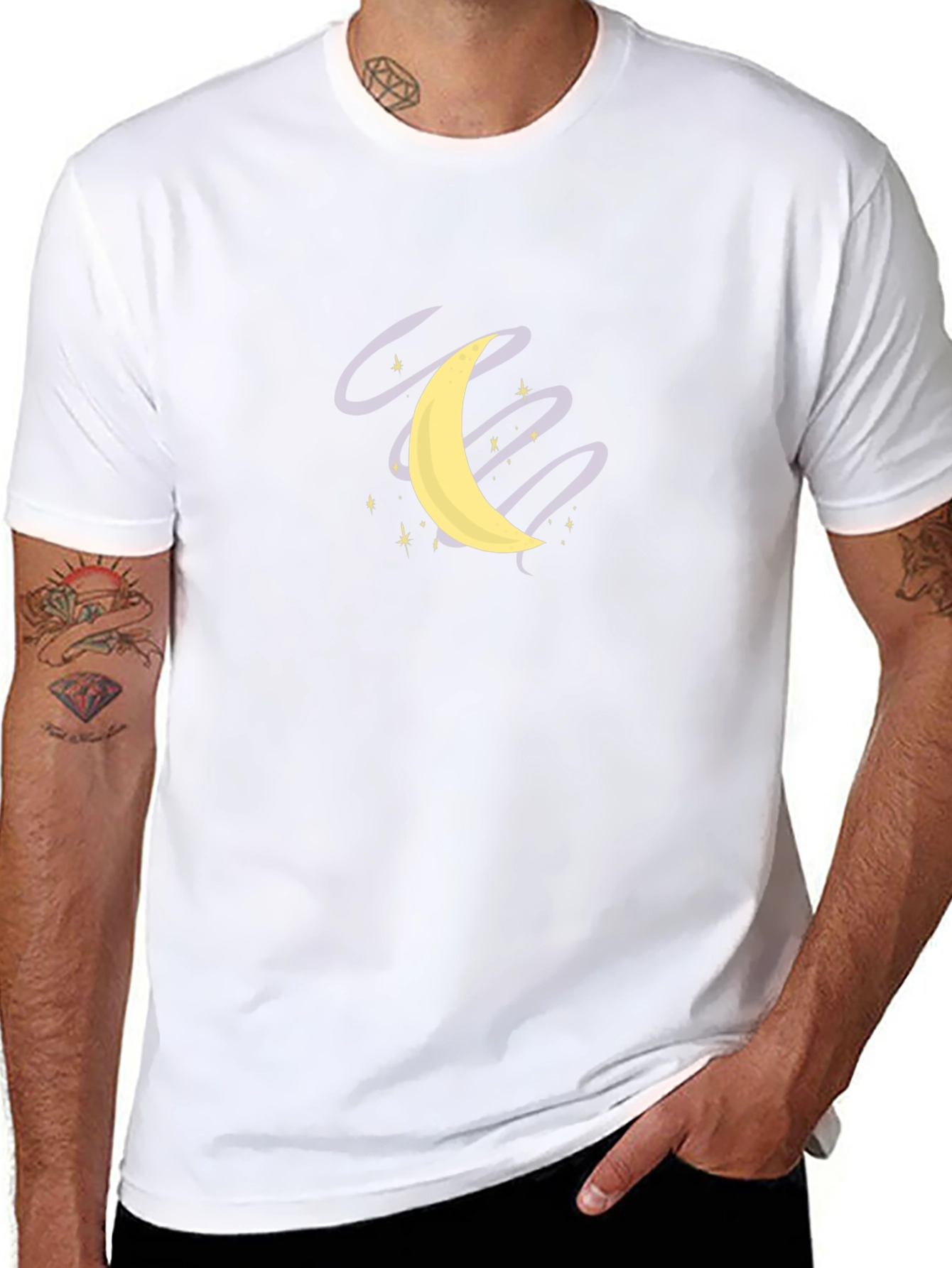 Moon and Stars Graphic Black T-Shirt