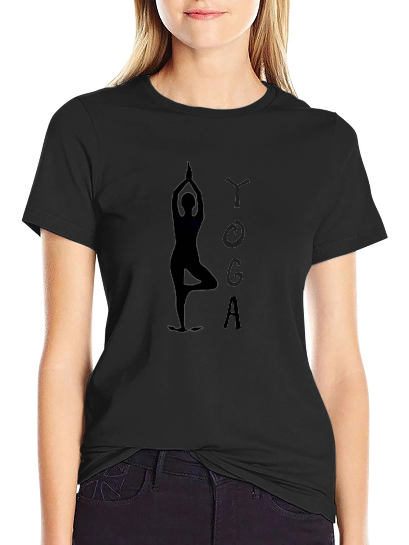 Yoga Silhouette Black T-Shirt