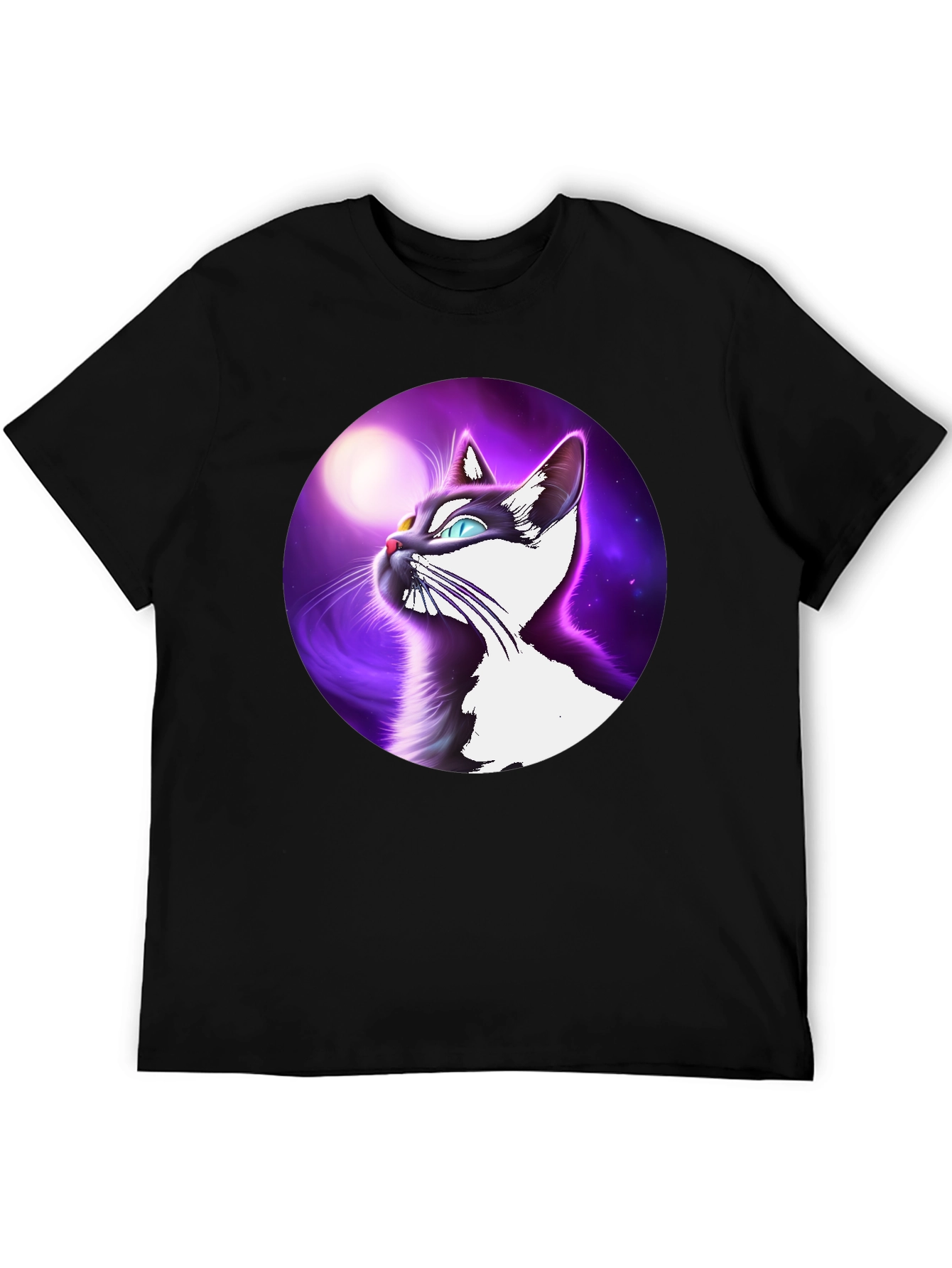 Cosmic Cat T-Shirt - Black Cotton Blend Tee