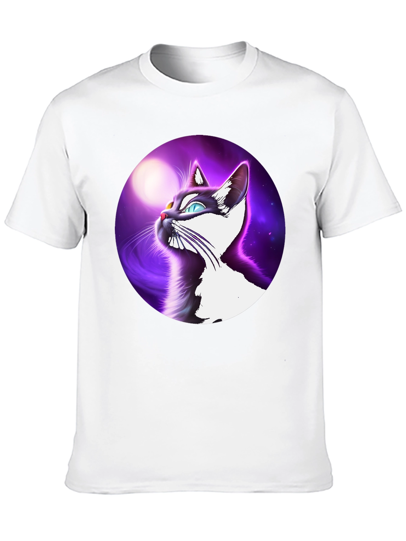Cosmic Cat T-Shirt - Black Cotton Blend Tee