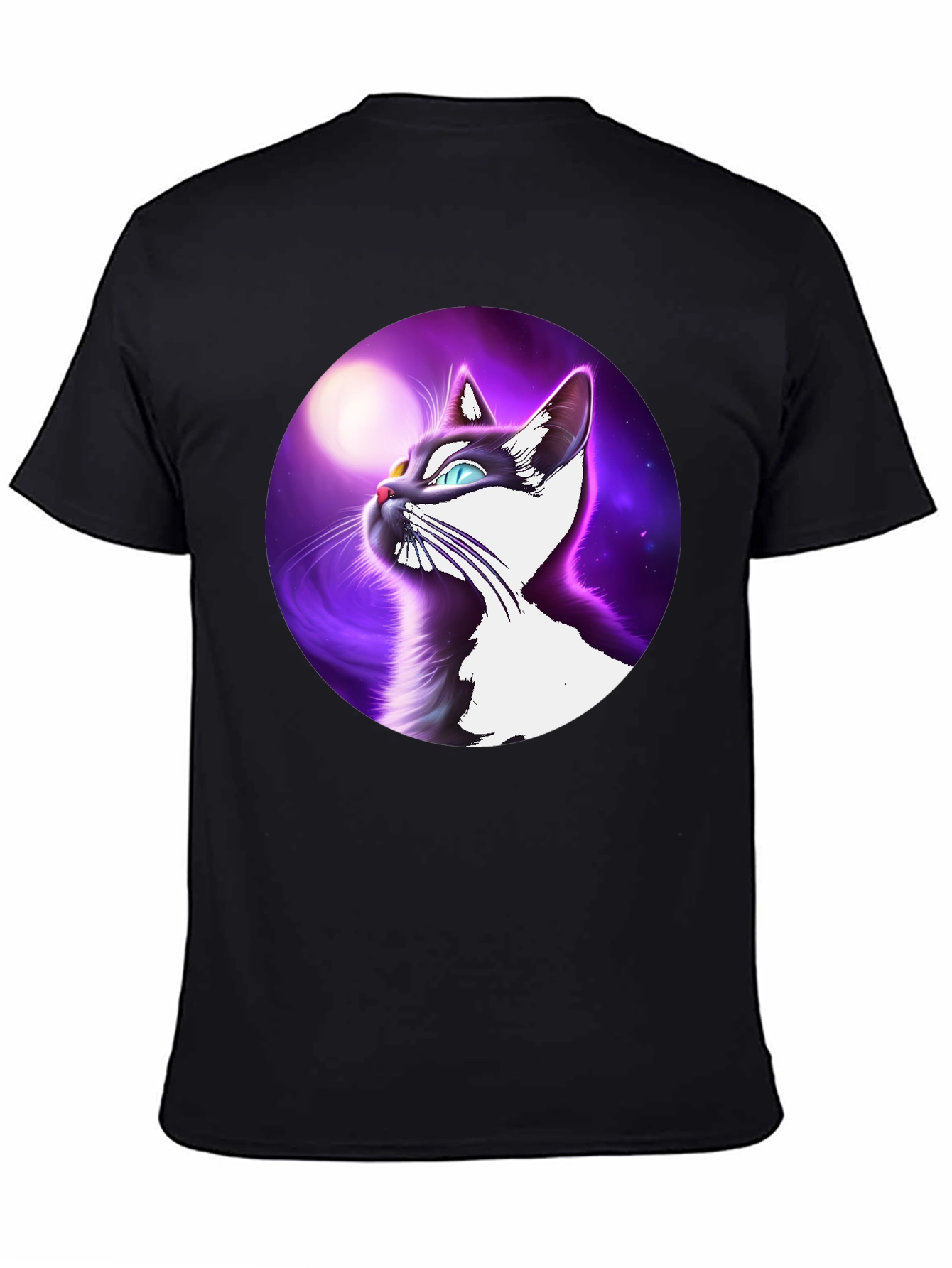 Cosmic Cat T-Shirt - Black Cotton Blend Tee