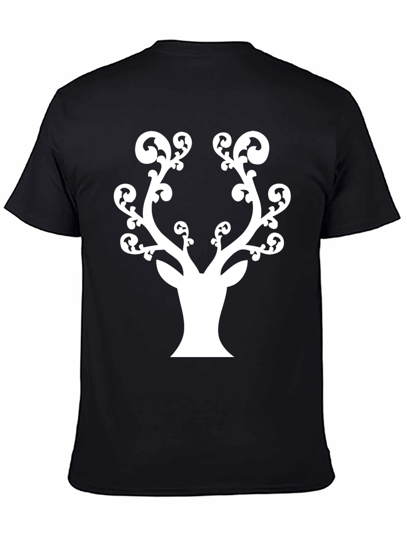 Stylish Deer Antler Graphic Tee - Black