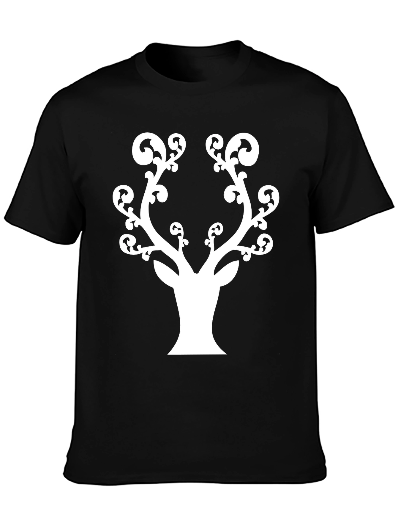 Stylish Deer Antler Graphic Tee - Black