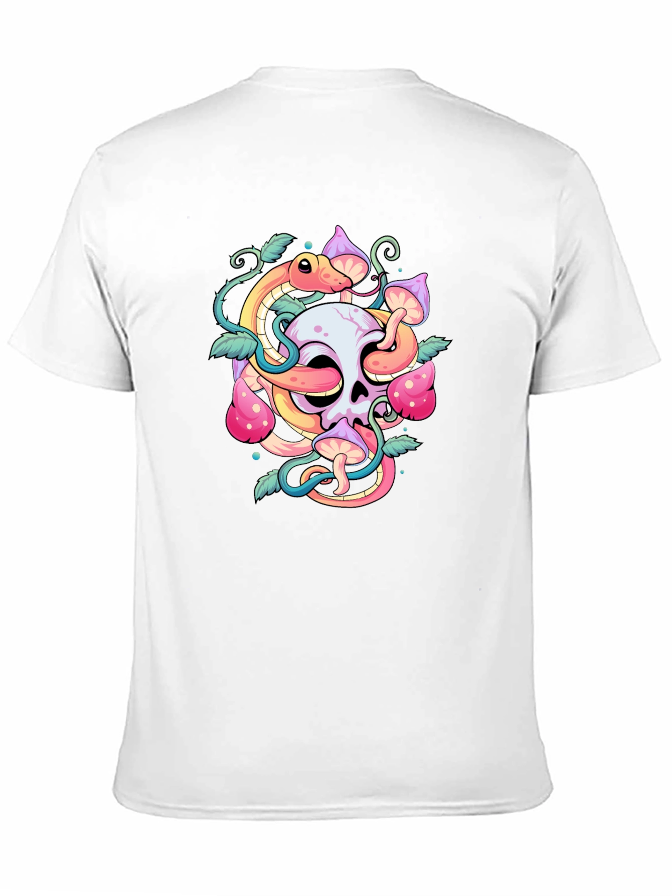 Skull Snake Mushroom Graphic Tee - Black