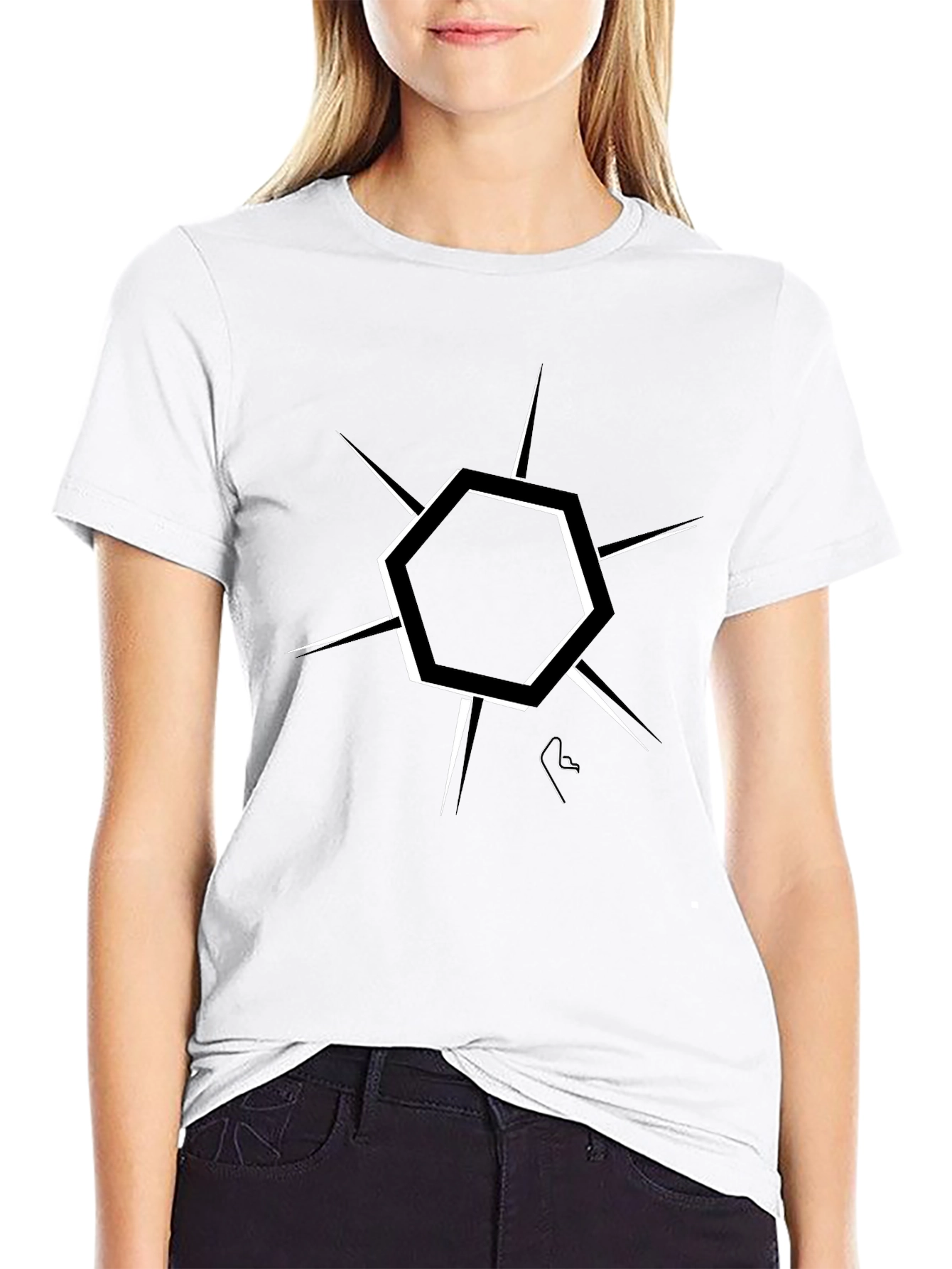 Modern Geometric Graphic Black T-Shirt