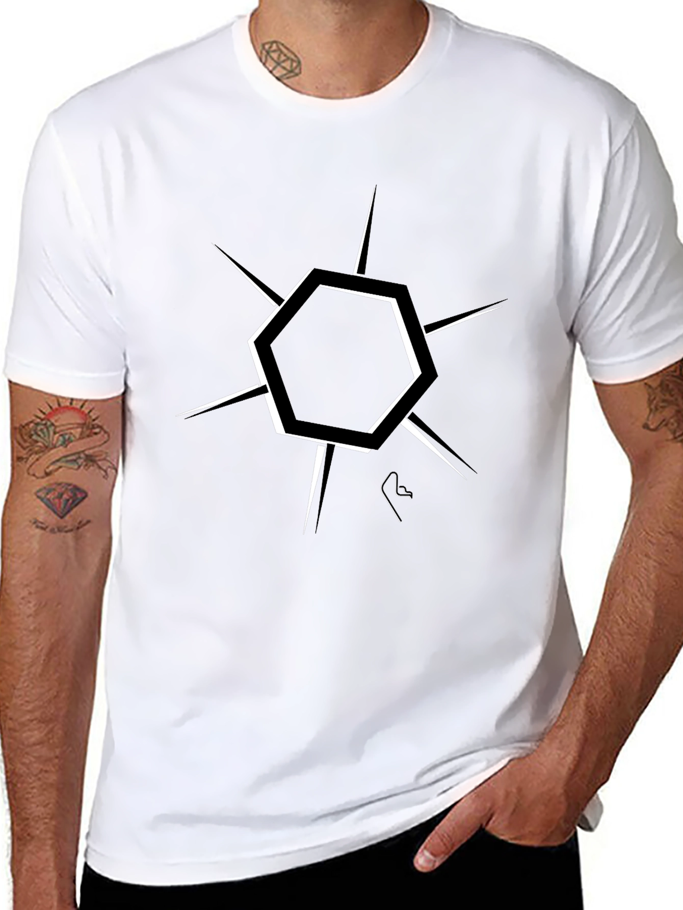 Modern Geometric Graphic Black T-Shirt