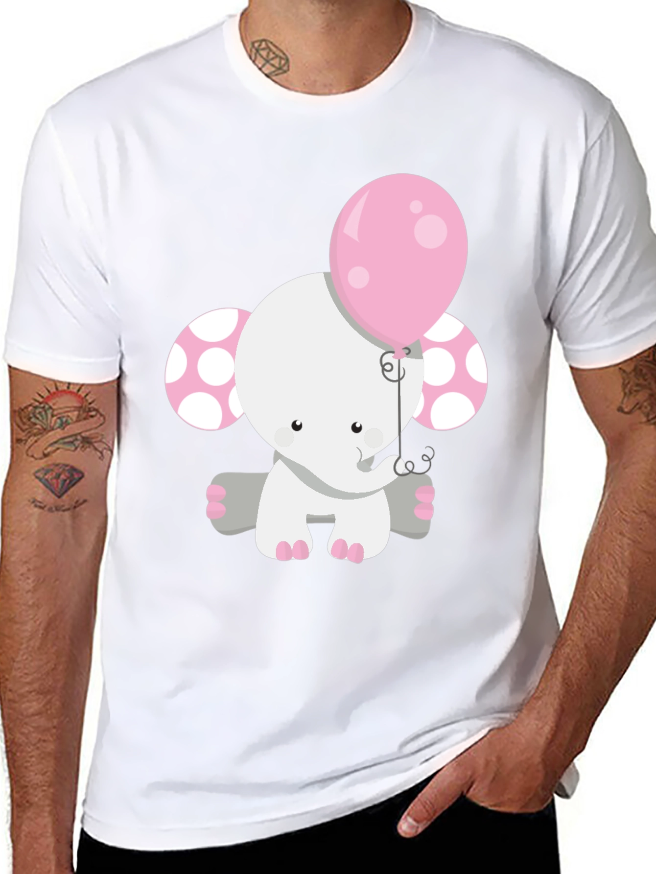 Cute Elephant Holding Balloon Graphic Tee