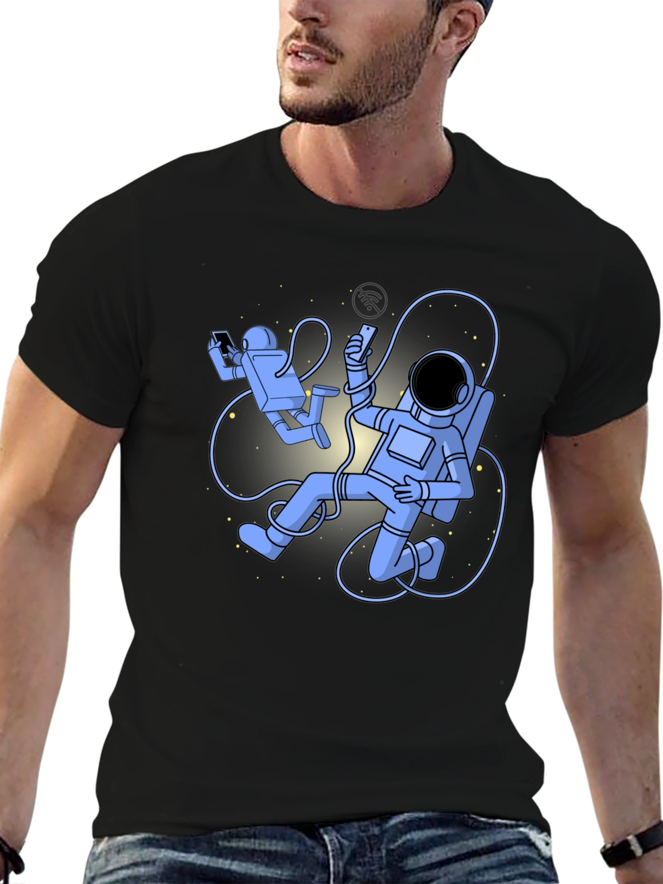 Astronauts On Black T-Shirt