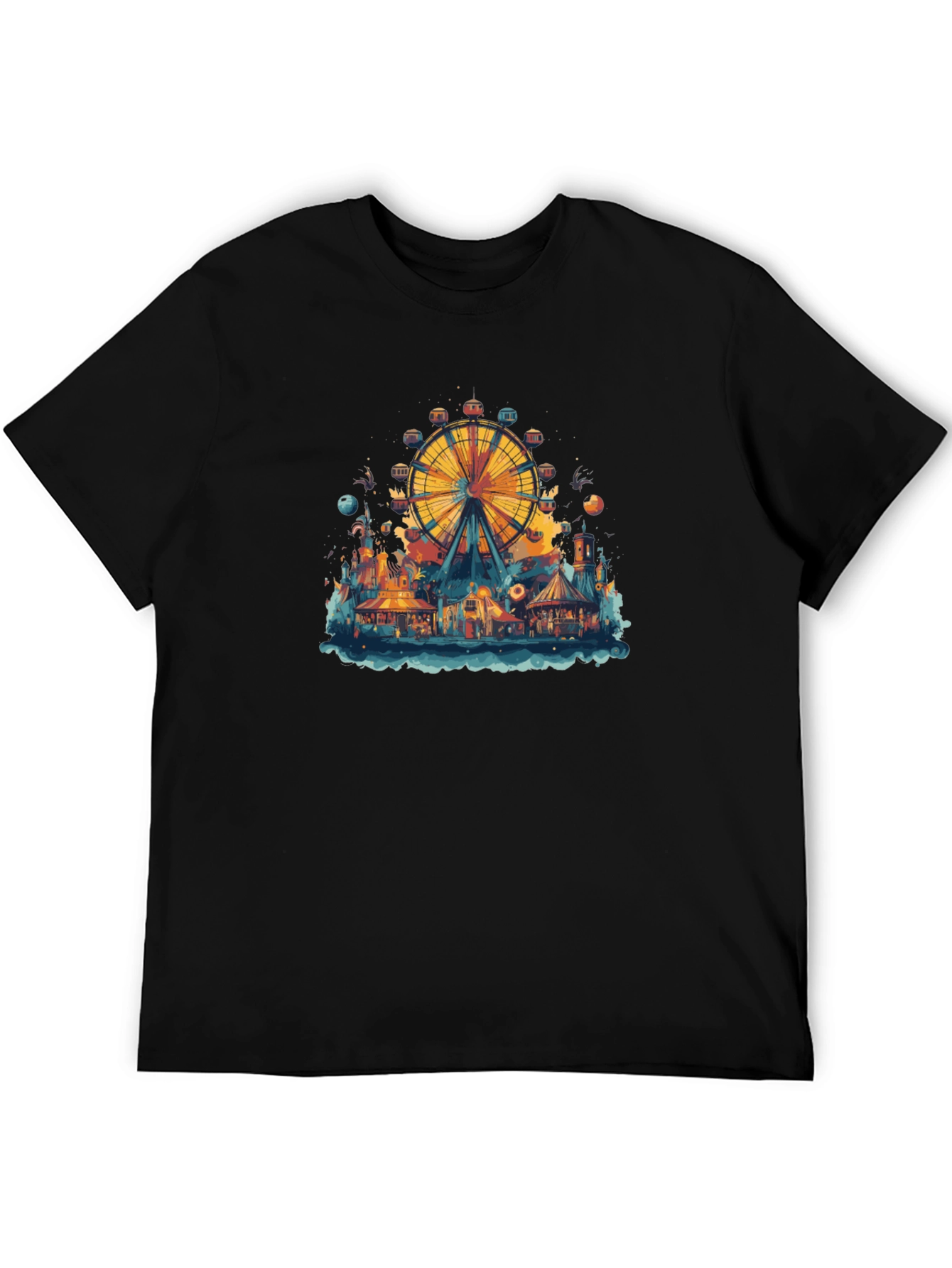 Ferris Wheel Carnival Graphic Tee - Black