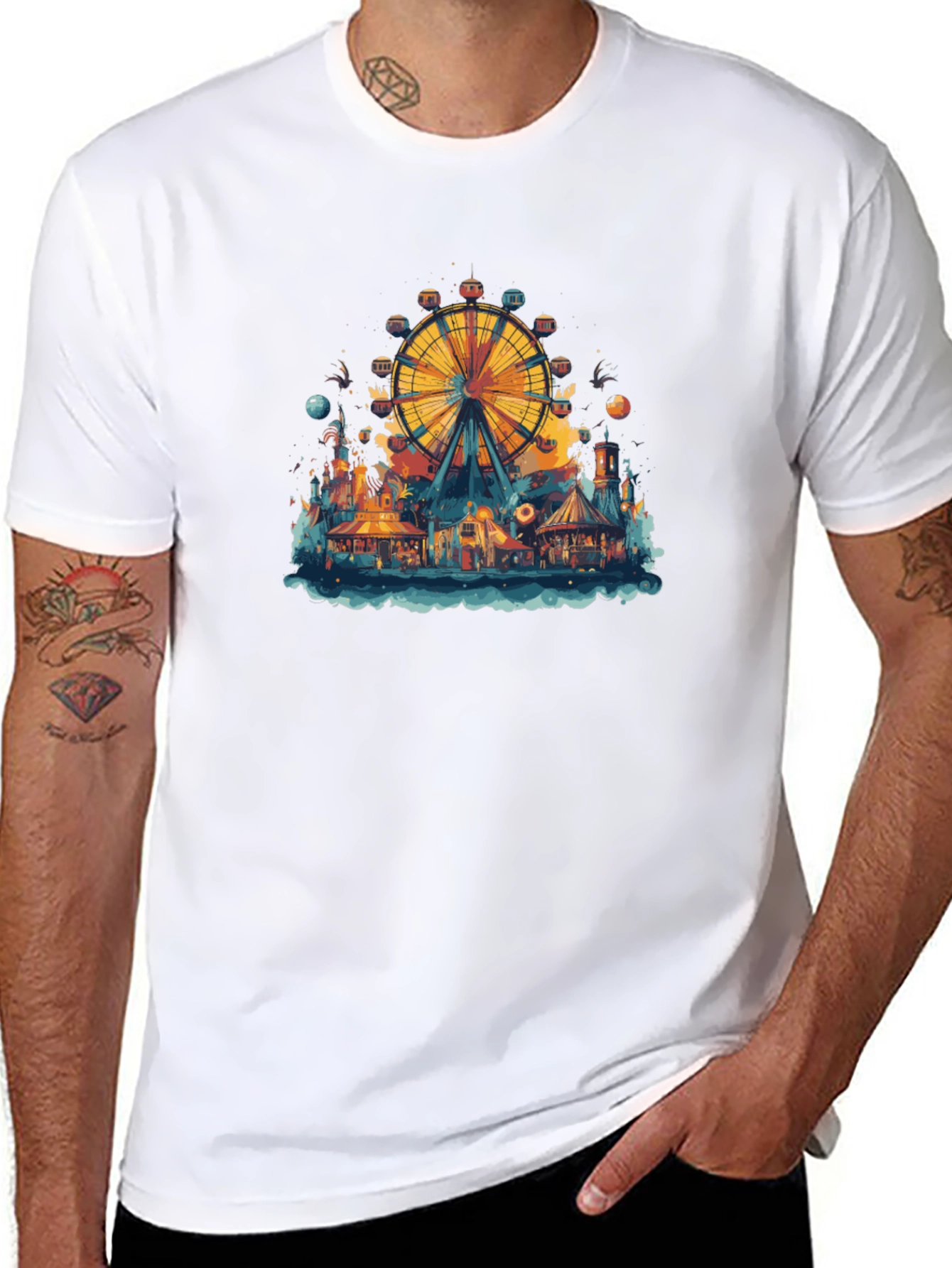 Ferris Wheel Carnival Graphic Tee - Black