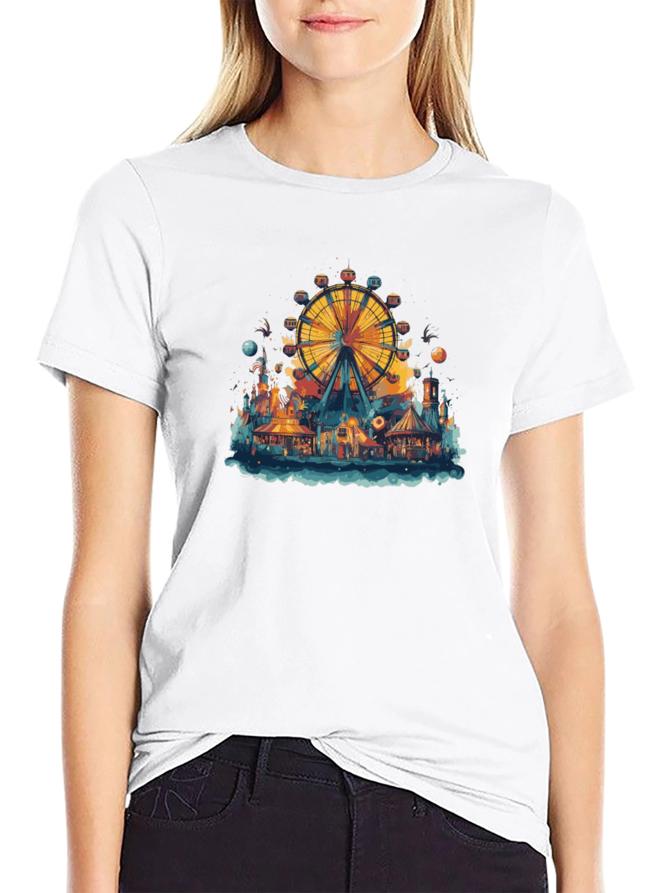 Ferris Wheel Carnival Graphic Tee - Black