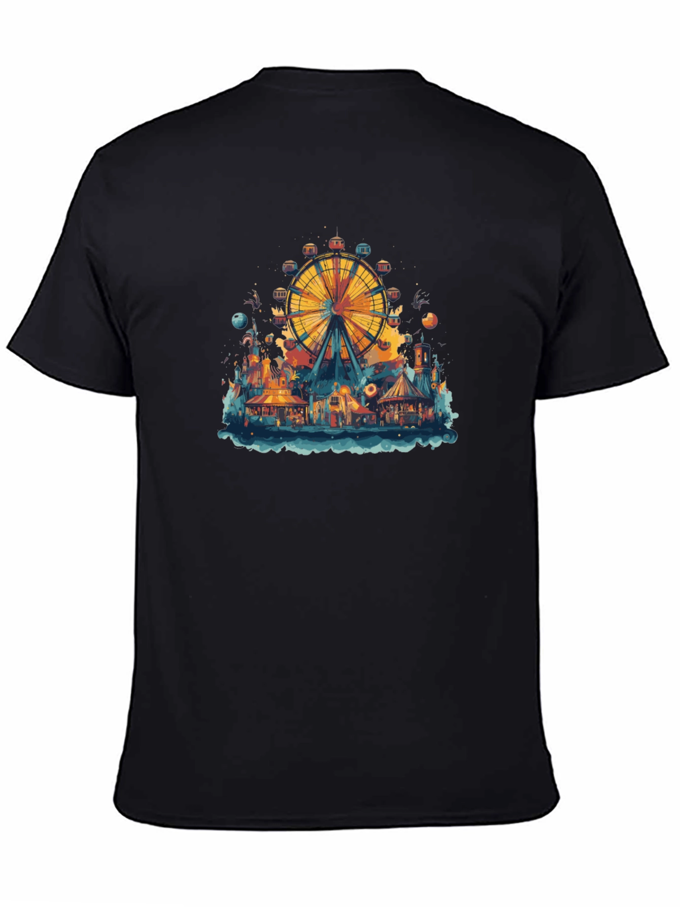 Ferris Wheel Carnival Graphic Tee - Black