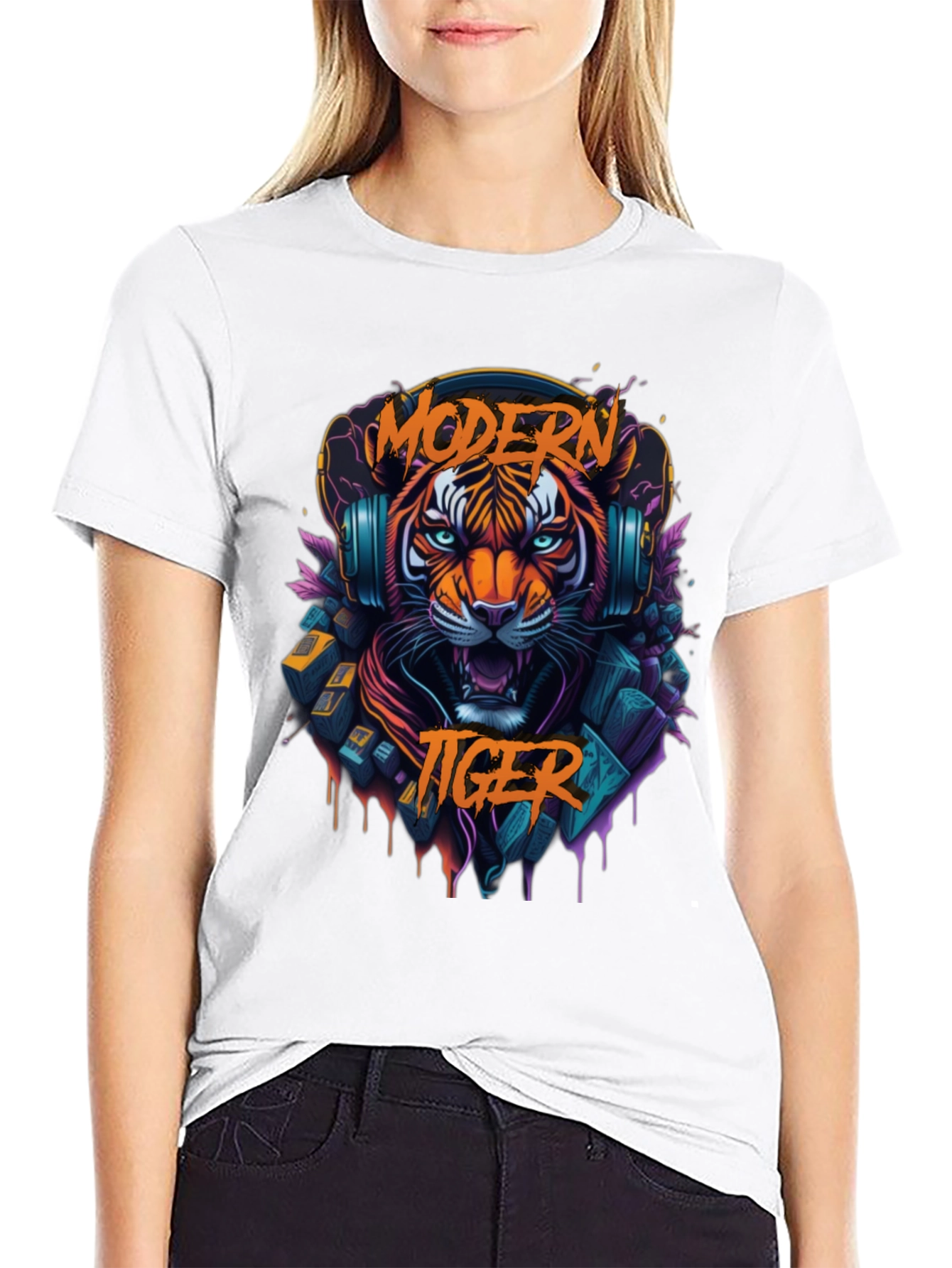 Modern Tiger Graphic Tee - Cool Animal Shirt