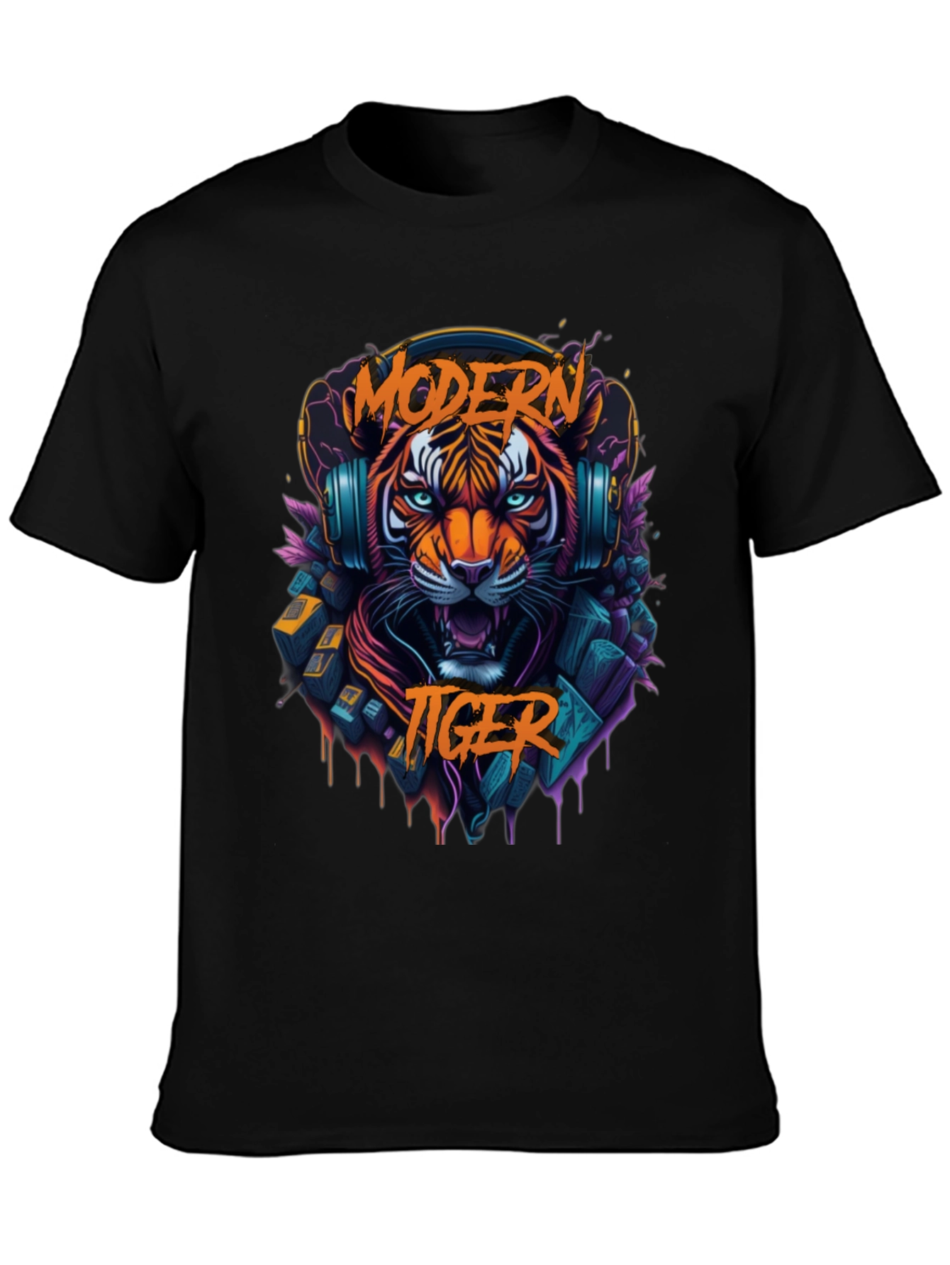 Modern Tiger Graphic Tee - Cool Animal Shirt