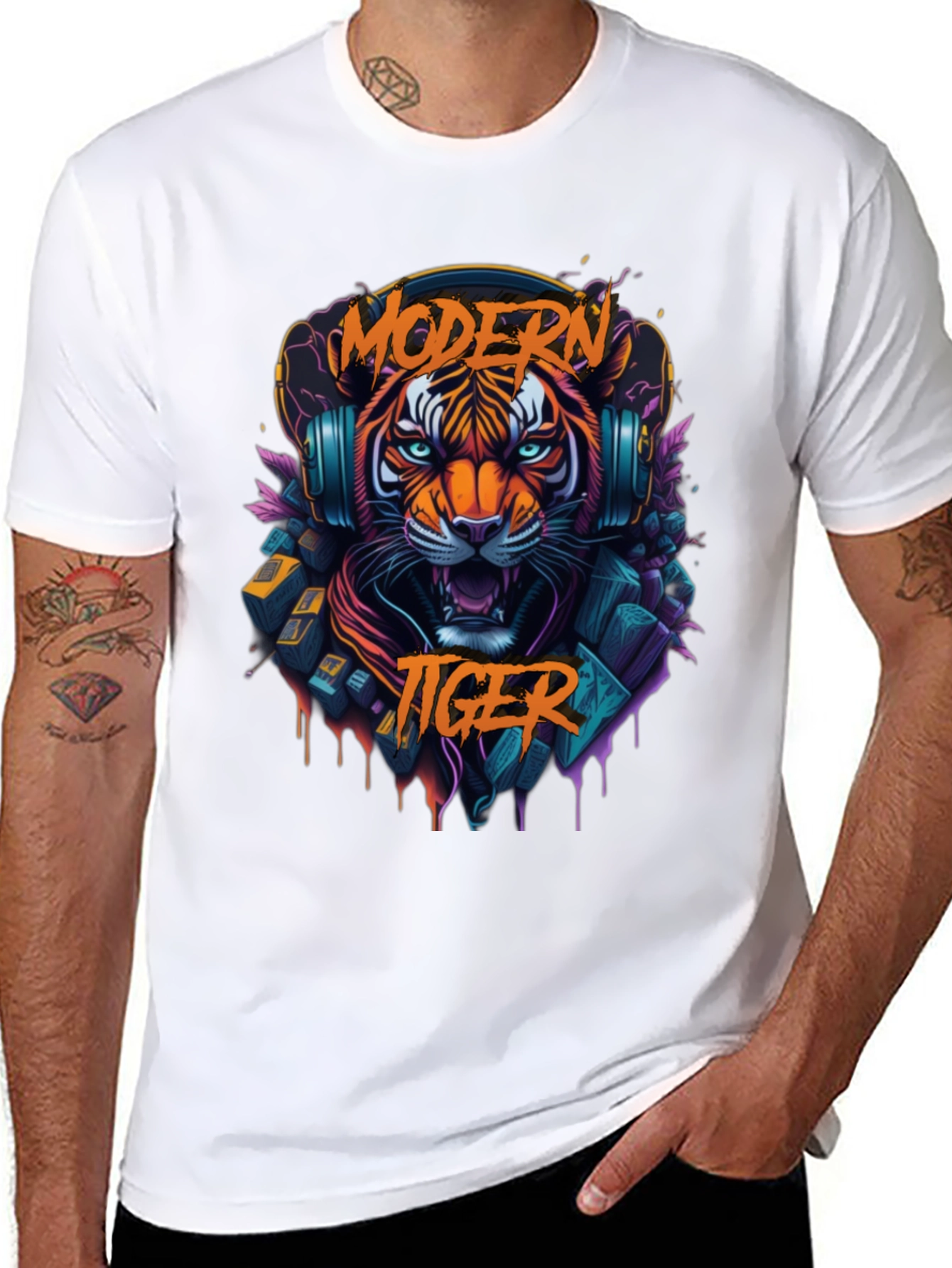 Modern Tiger Graphic Tee - Cool Animal Shirt