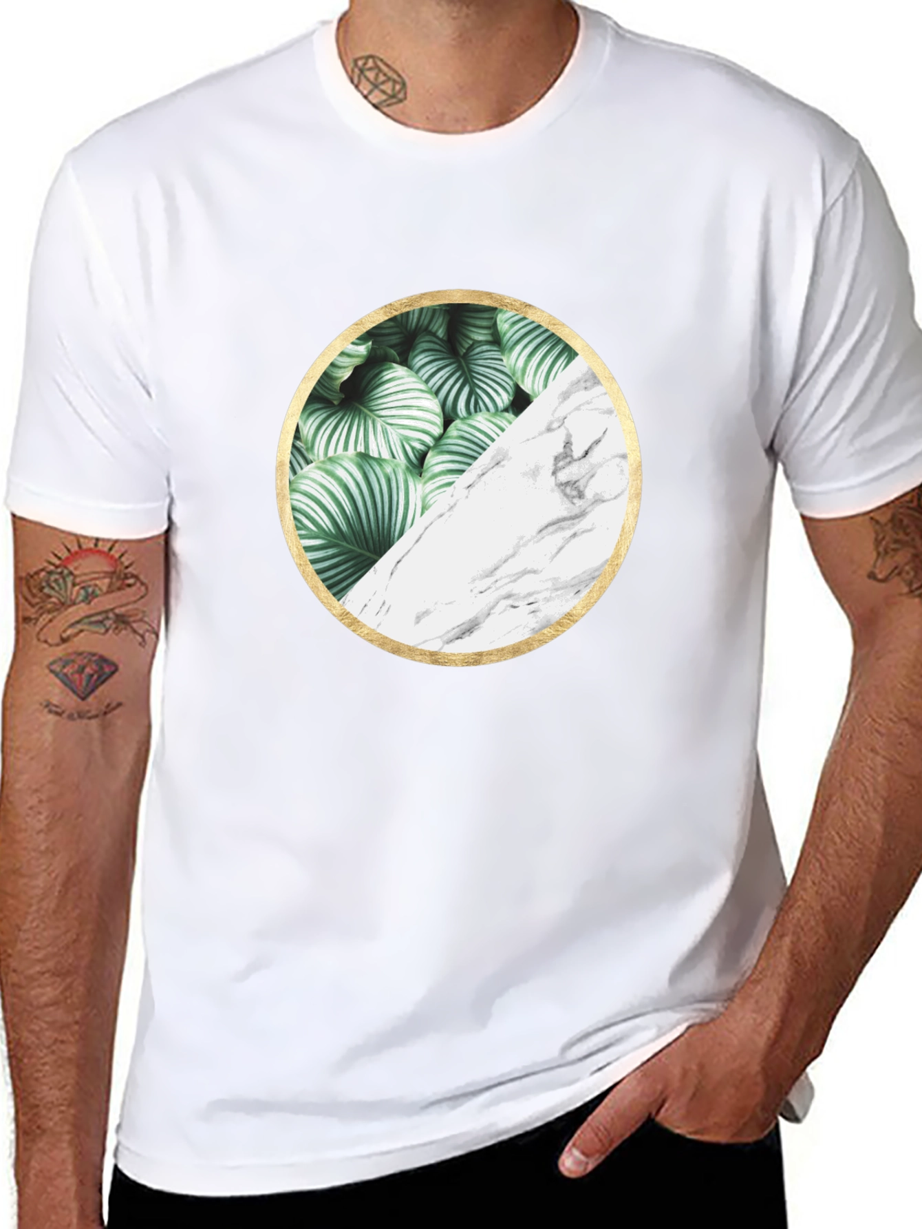 Nature Marble Circle Graphic Black Tee