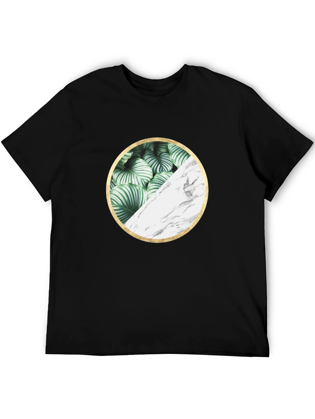 Nature Marble Circle Graphic Black Tee