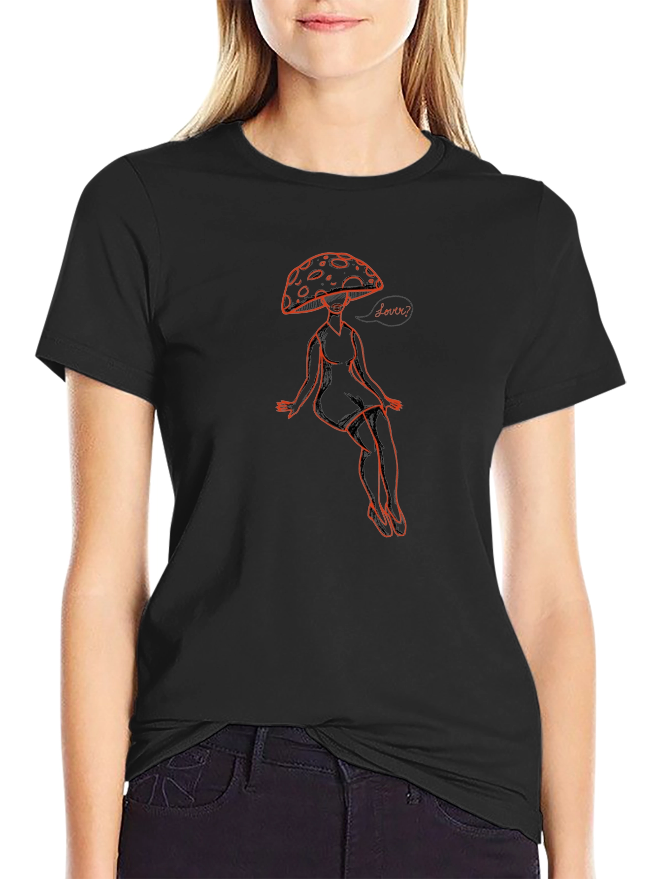 Mushroom Lover Graphic Tee - Black
