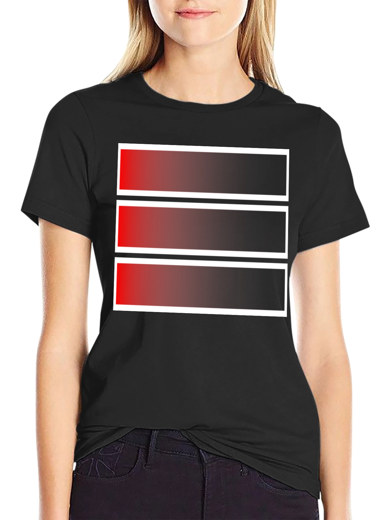 Gradient Stripe Graphic Tee - Modern Style