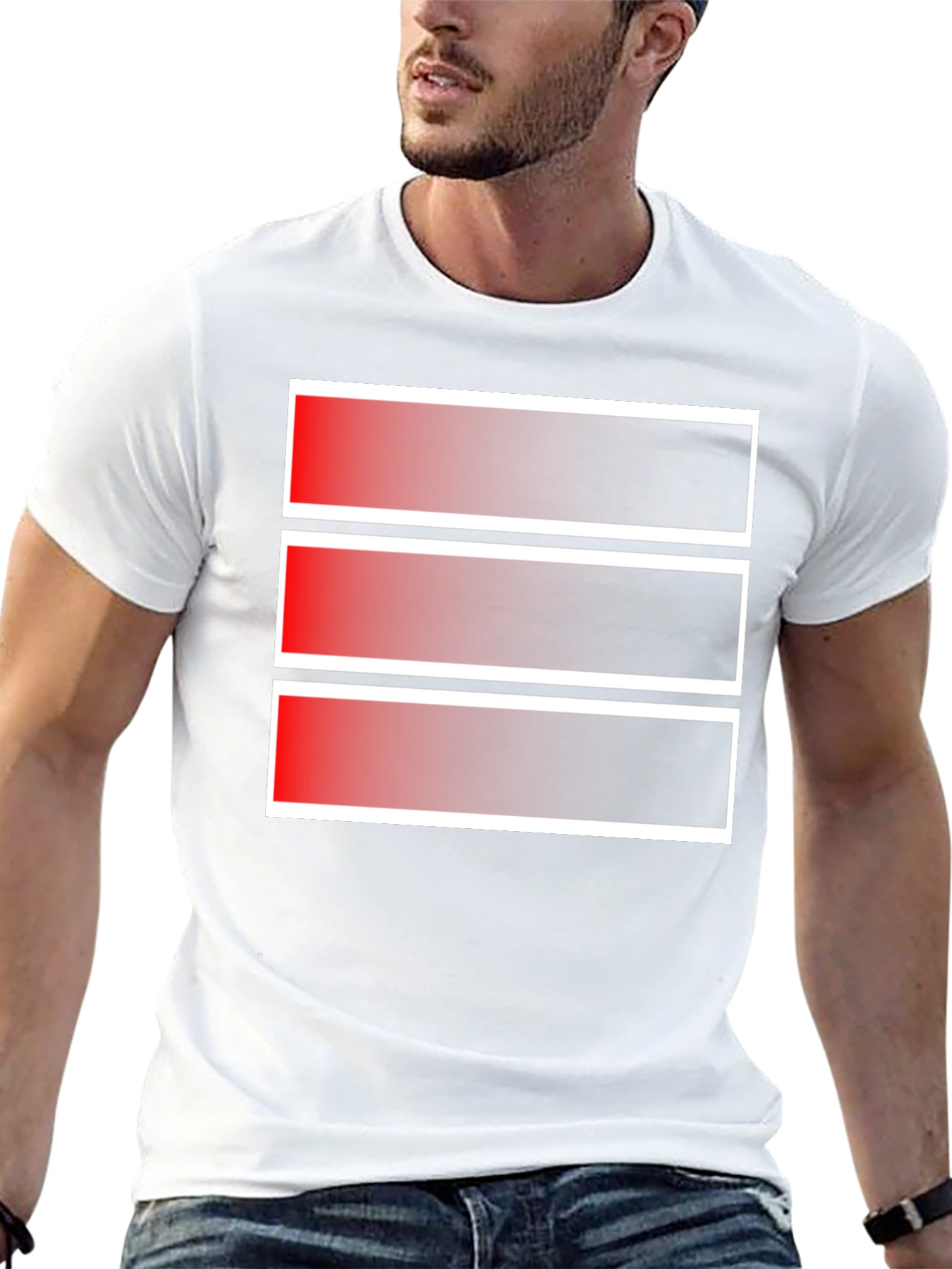 Gradient Stripe Graphic Tee - Modern Style