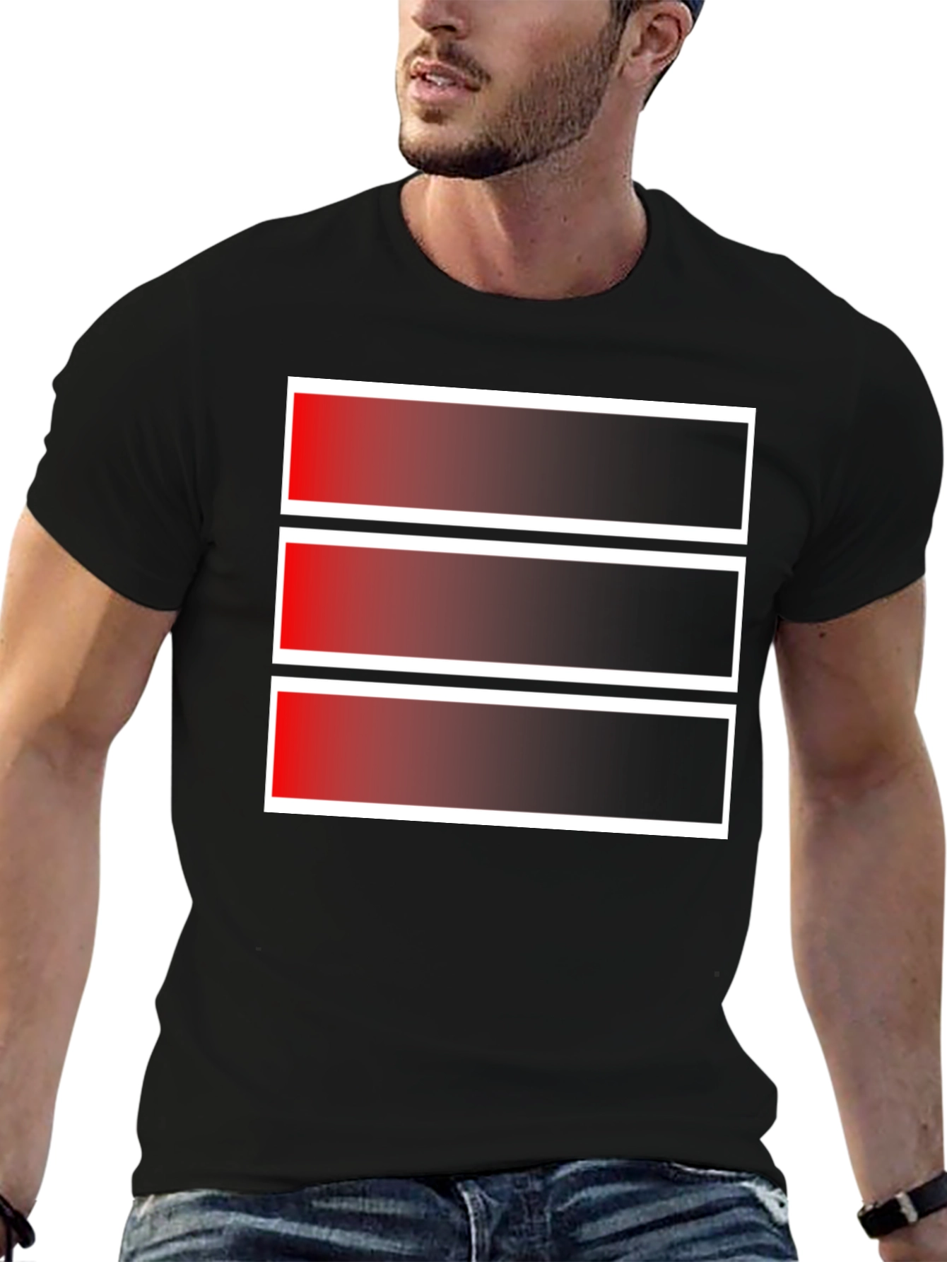 Gradient Stripe Graphic Tee - Modern Style