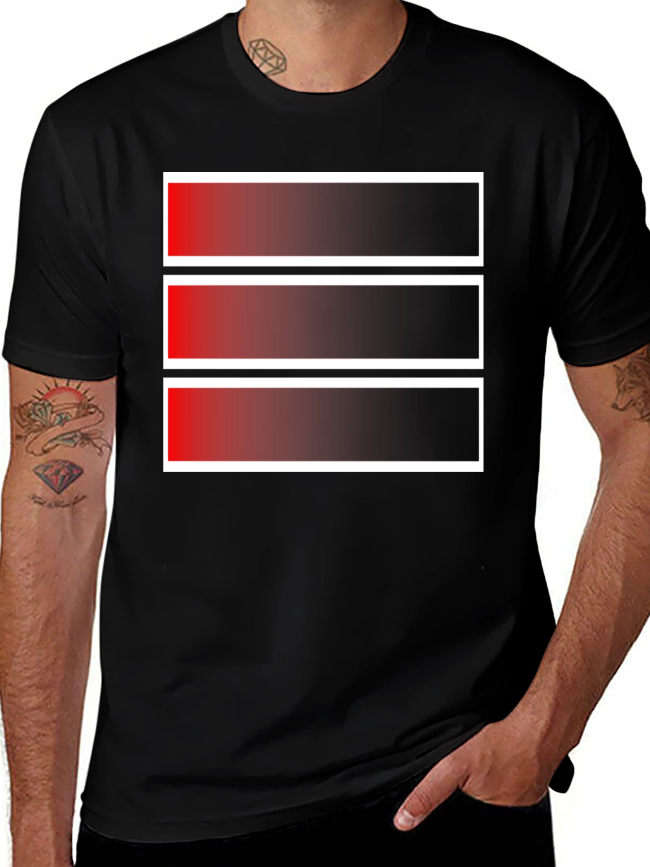 Gradient Stripe Graphic Tee - Modern Style