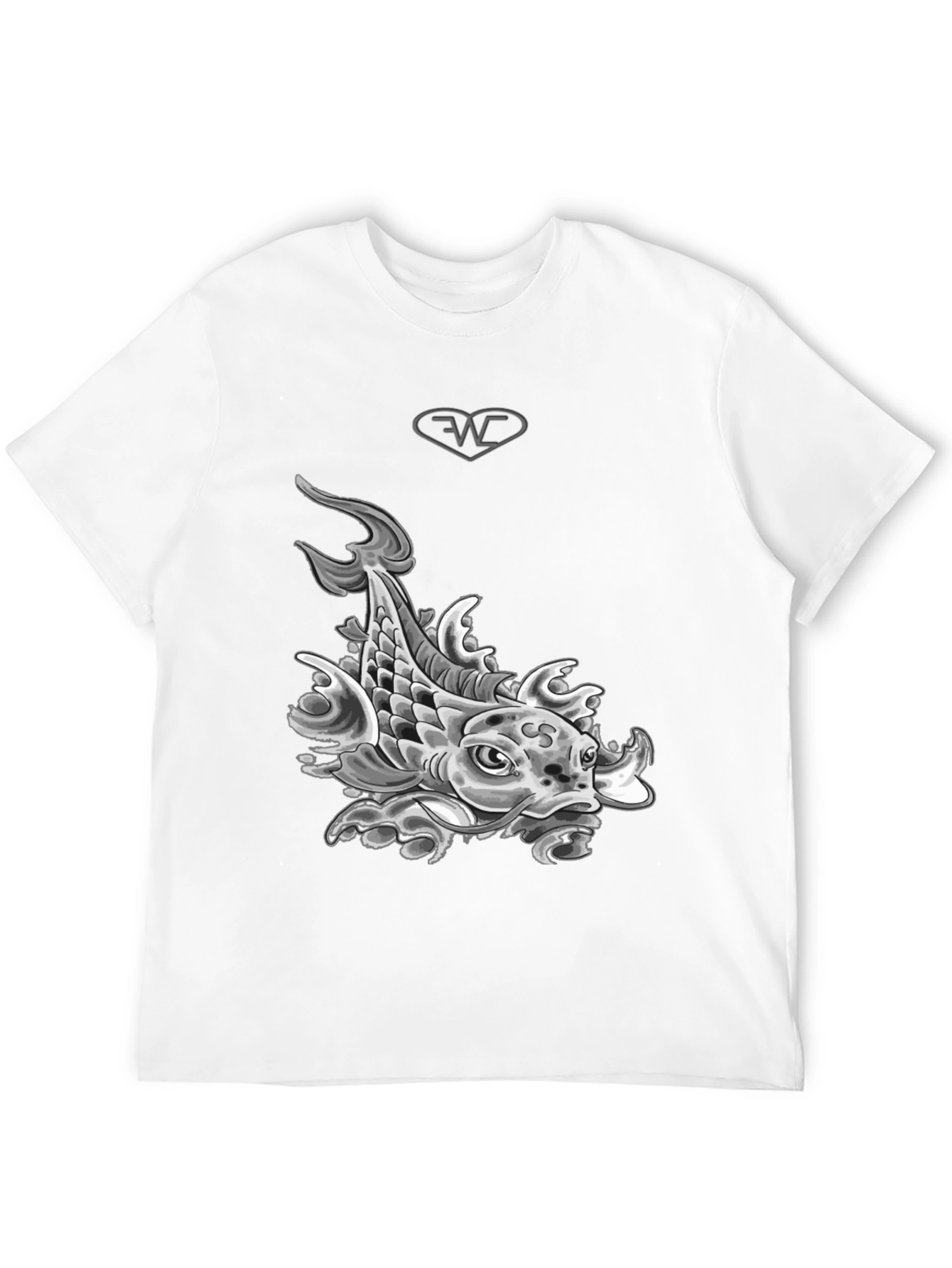 Koi Fish Graphic T-Shirt - Black Cotton Blend Tee