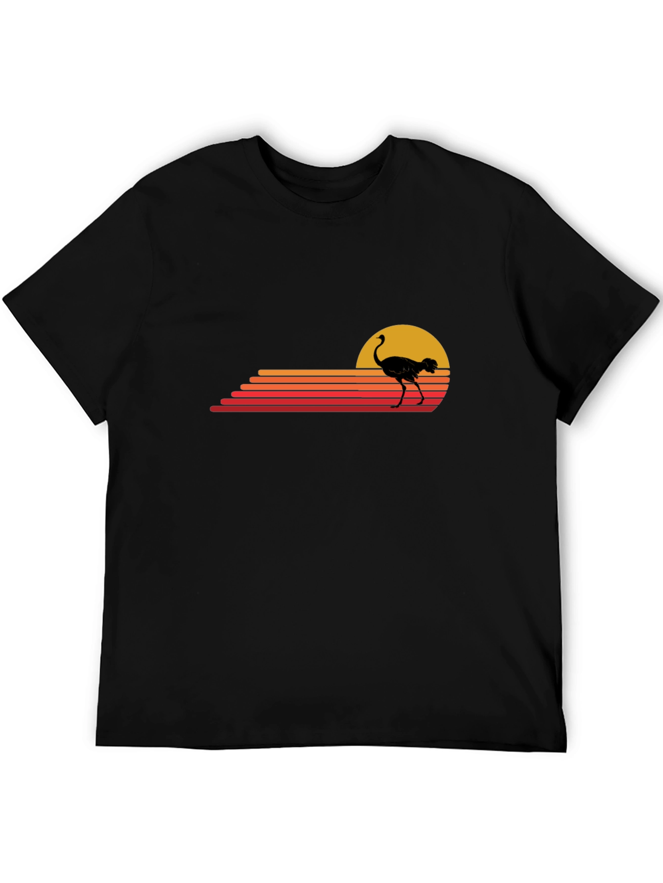 Retro Ostrich Sunset Graphic T-Shirt