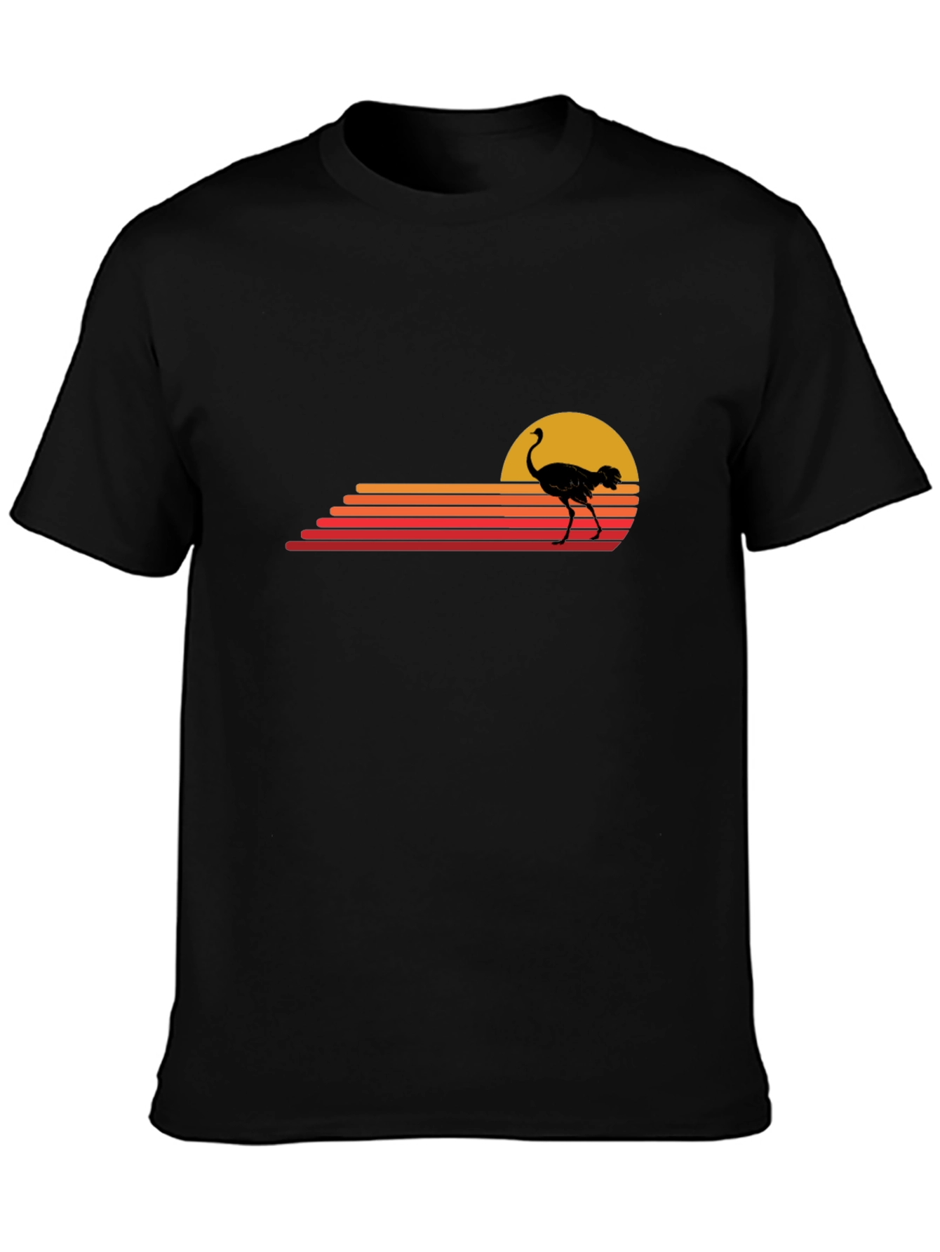 Retro Ostrich Sunset Graphic T-Shirt