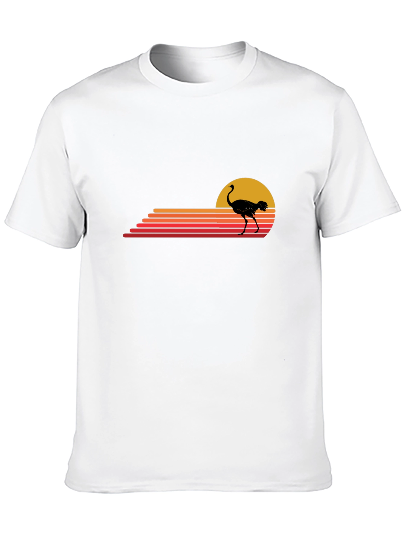 Retro Ostrich Sunset Graphic T-Shirt
