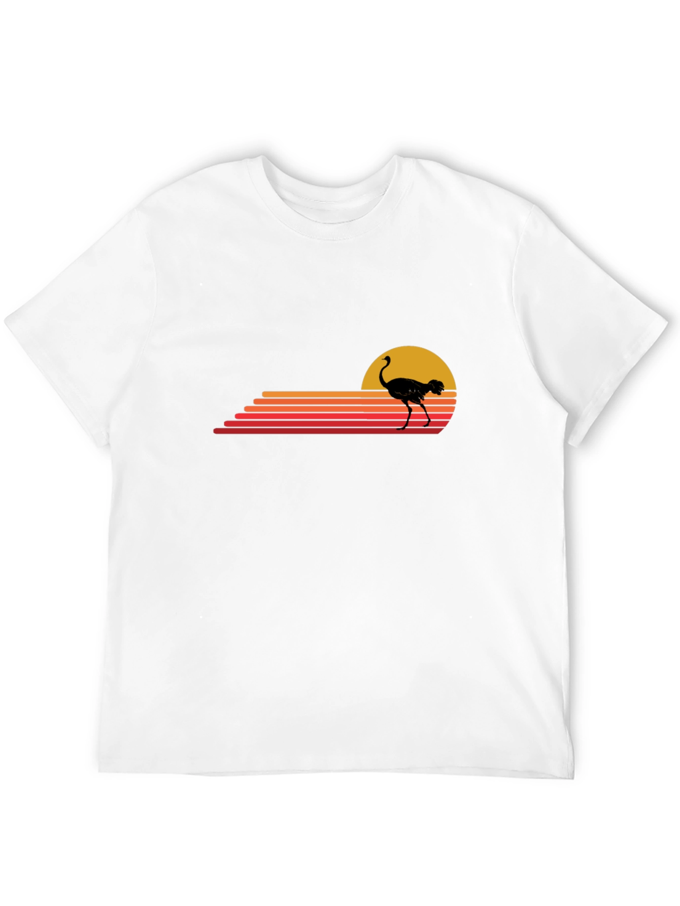 Retro Ostrich Sunset Graphic T-Shirt