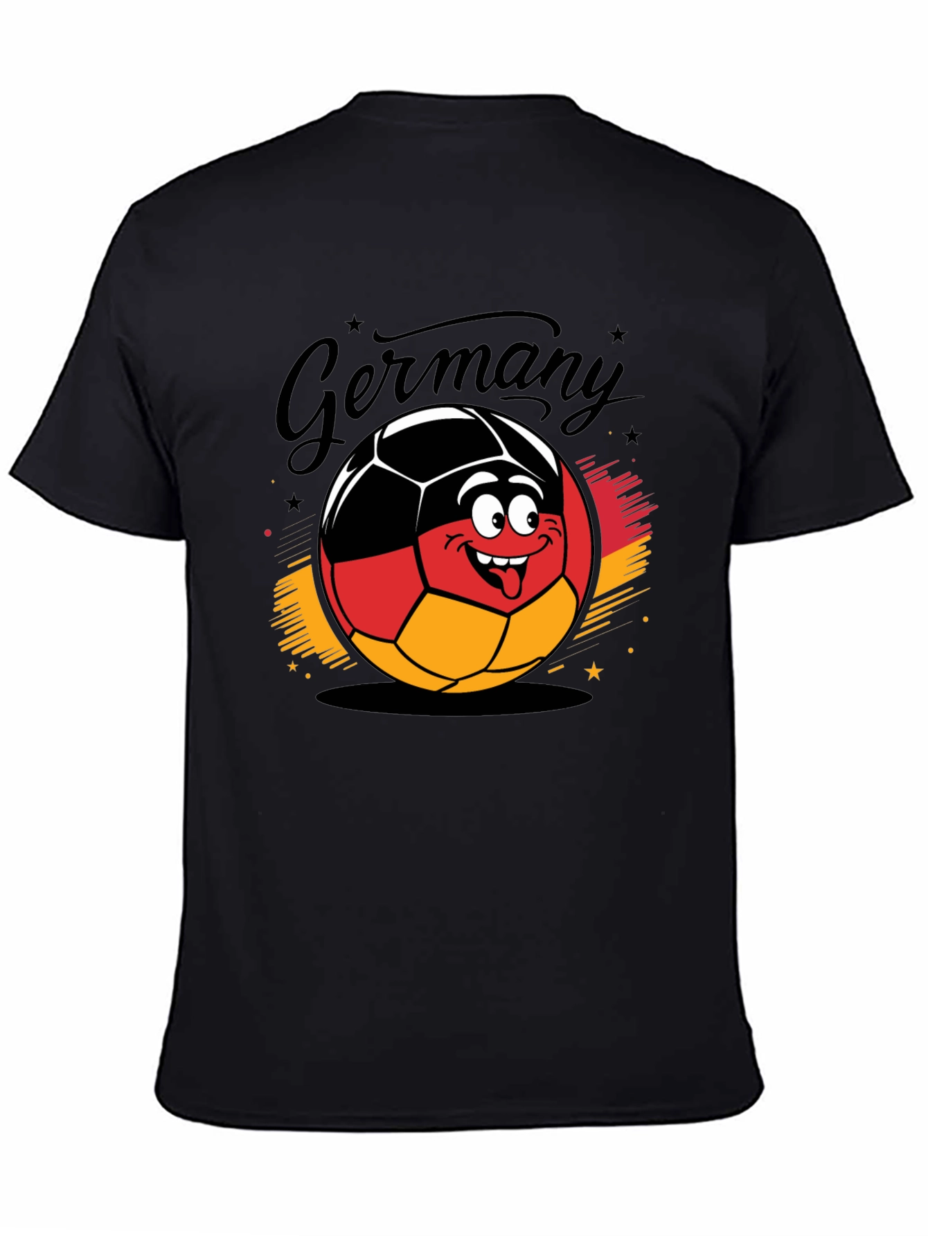 Germany Soccer Ball Cartoon Black T-Shirt