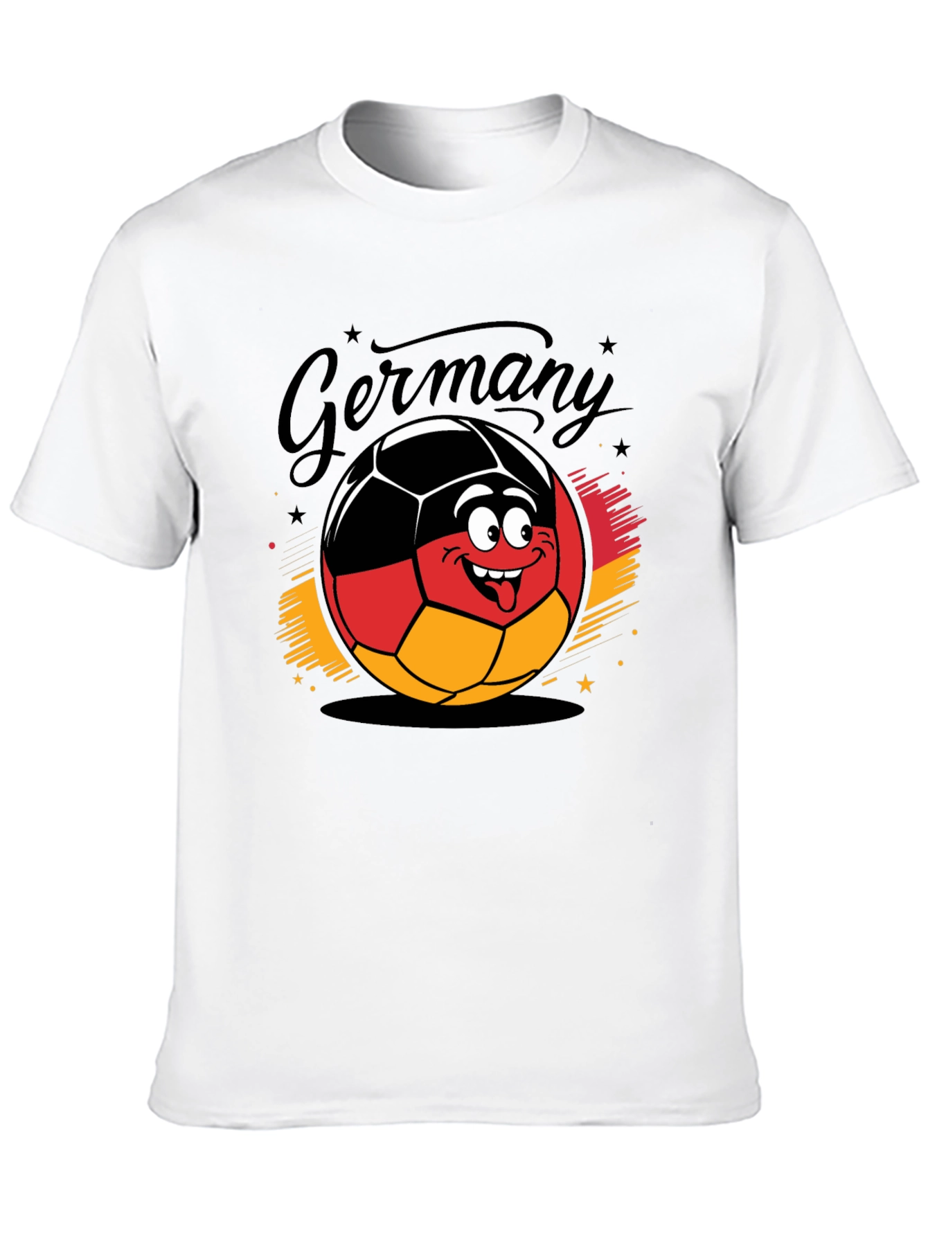 Germany Soccer Ball Cartoon Black T-Shirt