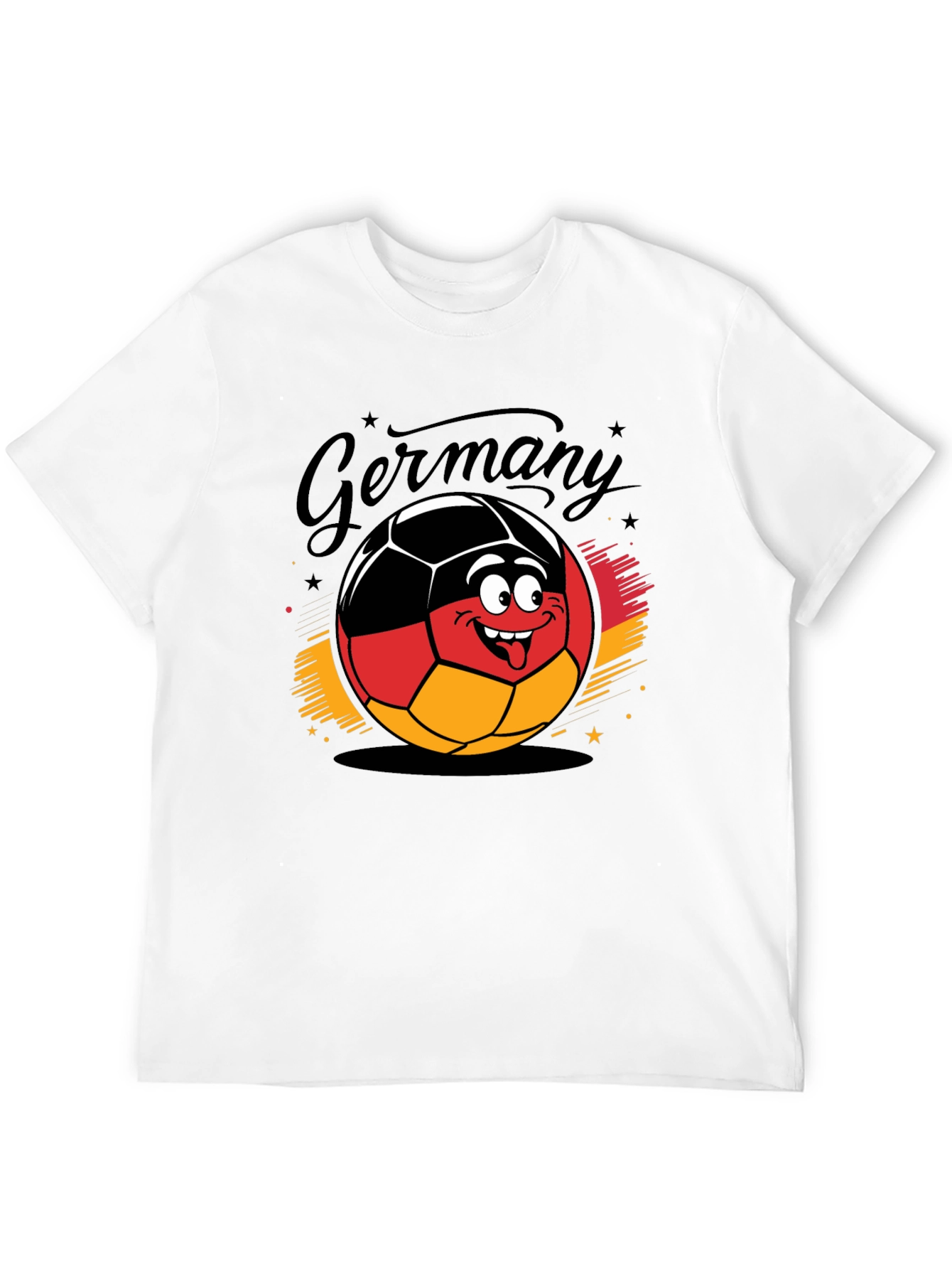 Germany Soccer Ball Cartoon Black T-Shirt