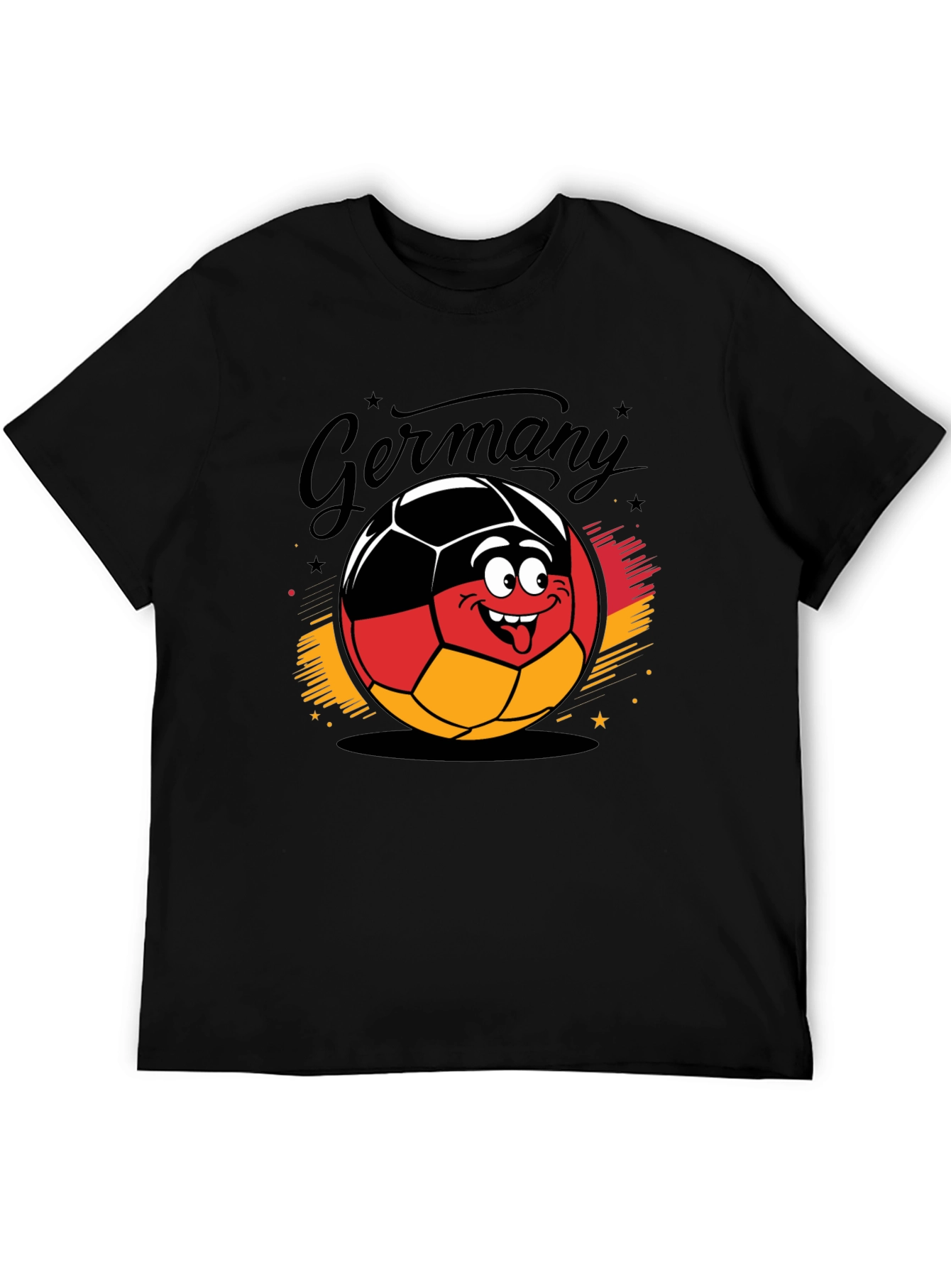 Germany Soccer Ball Cartoon Black T-Shirt