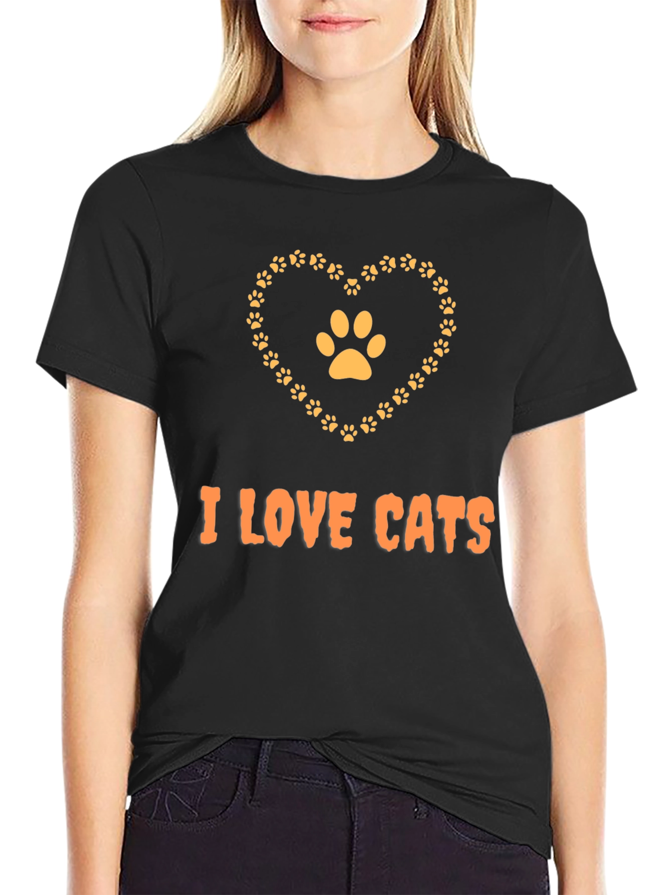 I Love Cats T-Shirt: Paw Print Heart Graphic Tee