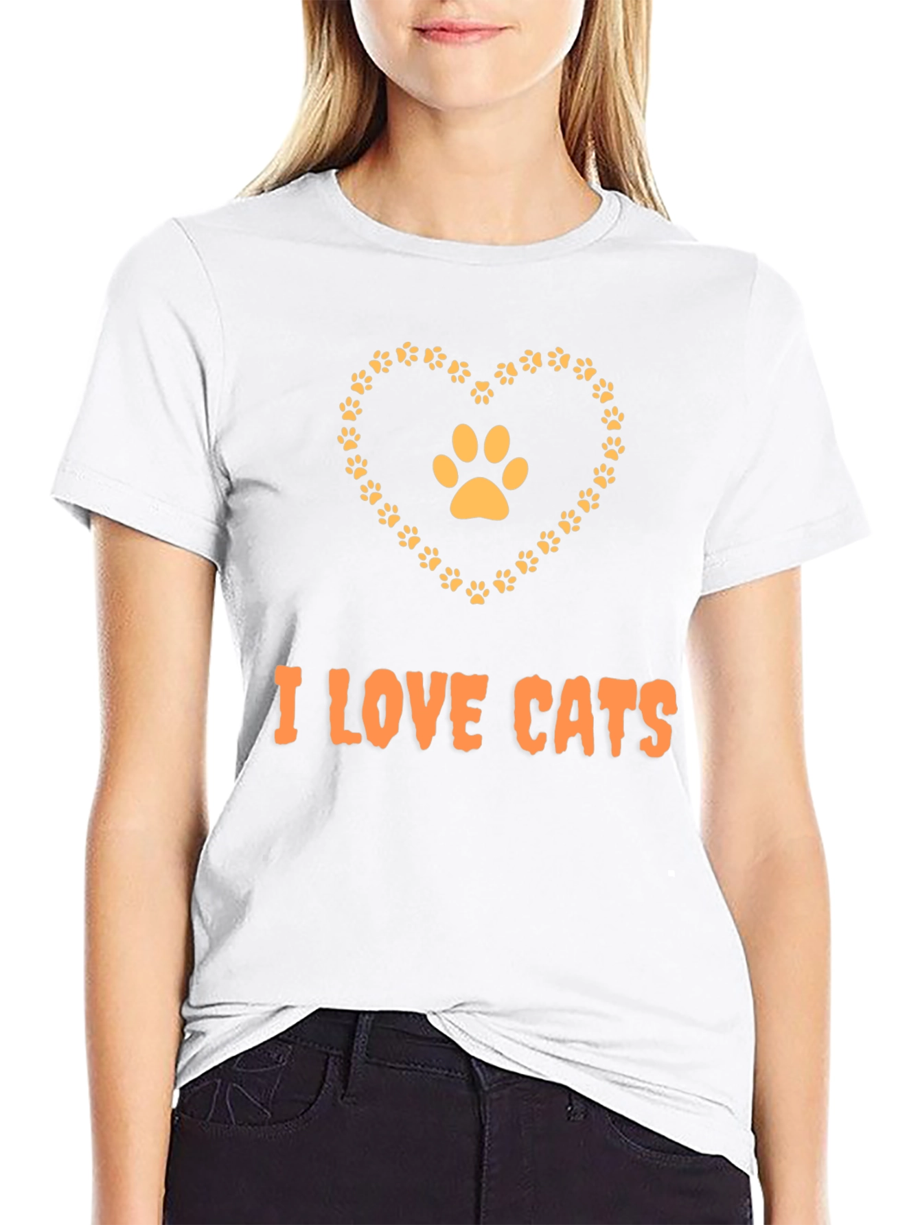 I Love Cats T-Shirt: Paw Print Heart Graphic Tee