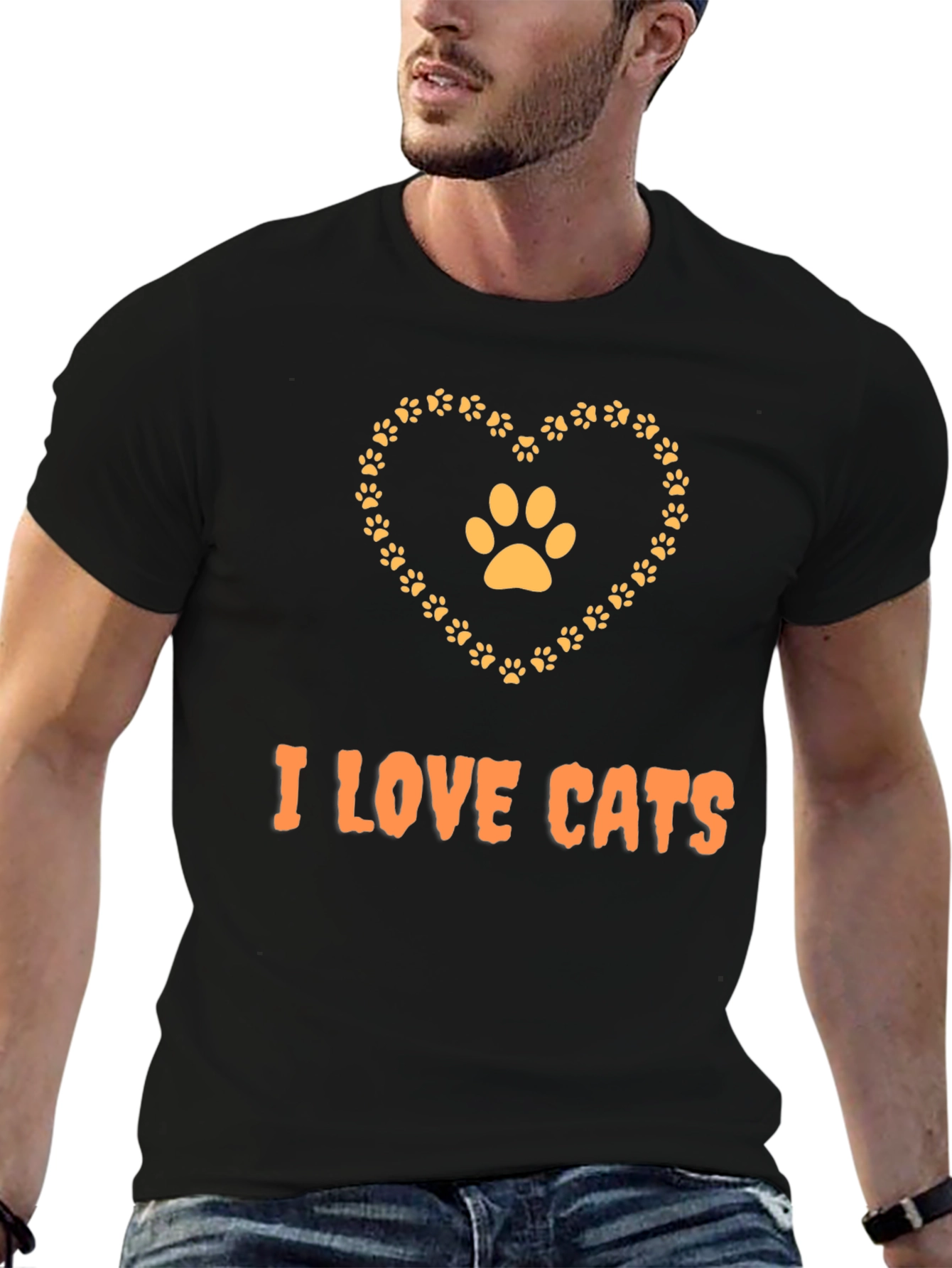 I Love Cats T-Shirt: Paw Print Heart Graphic Tee