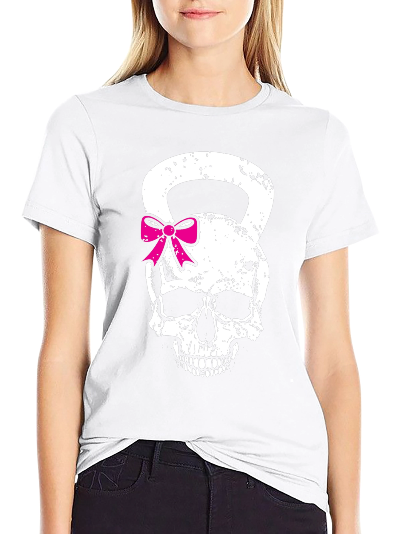 Skull Kettlebell Bow T-Shirt - Fitness Fashion