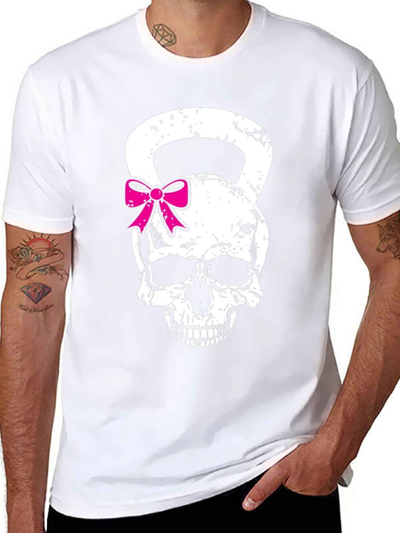 Skull Kettlebell Bow T-Shirt - Fitness Fashion