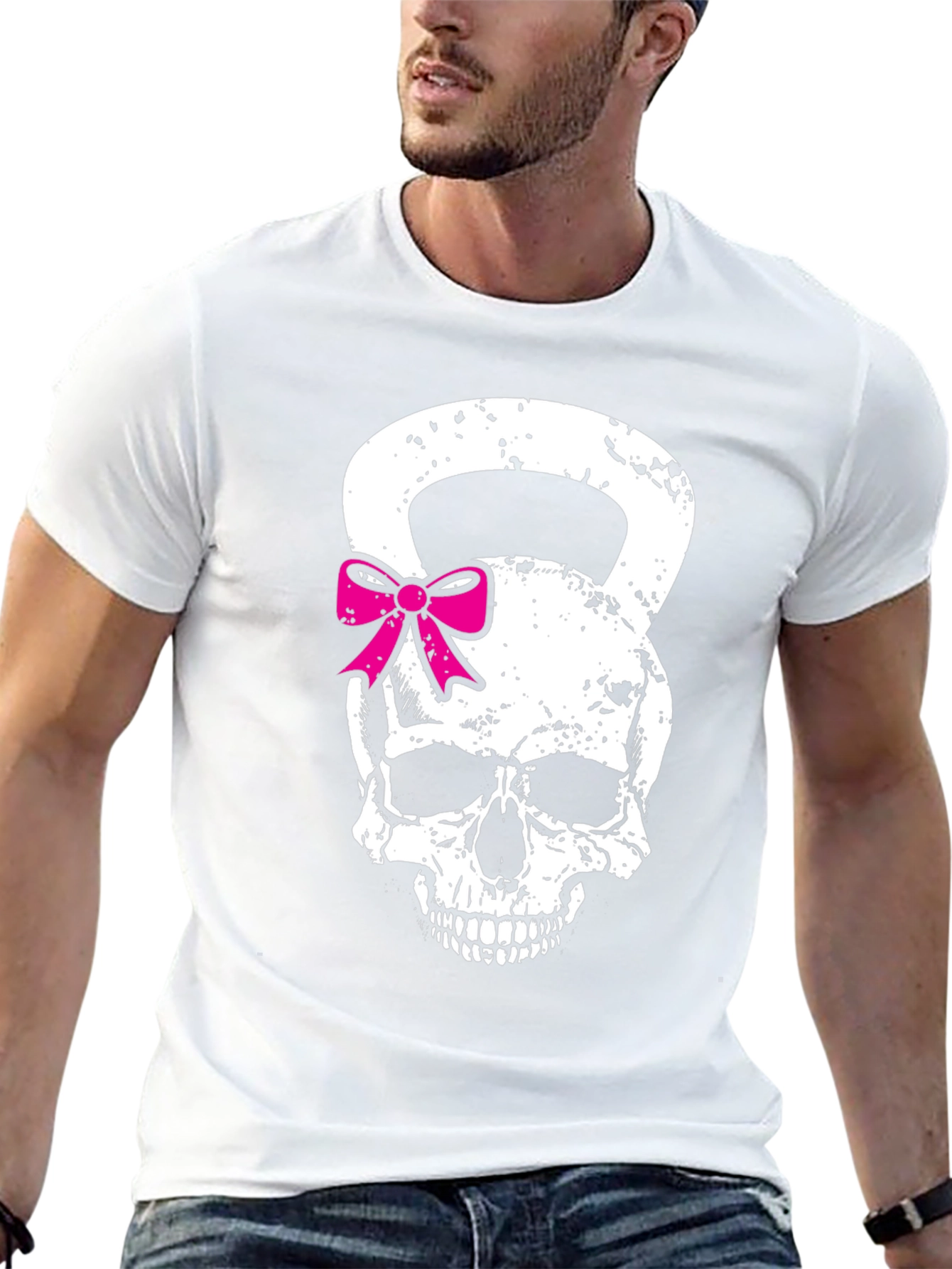 Skull Kettlebell Bow T-Shirt - Fitness Fashion