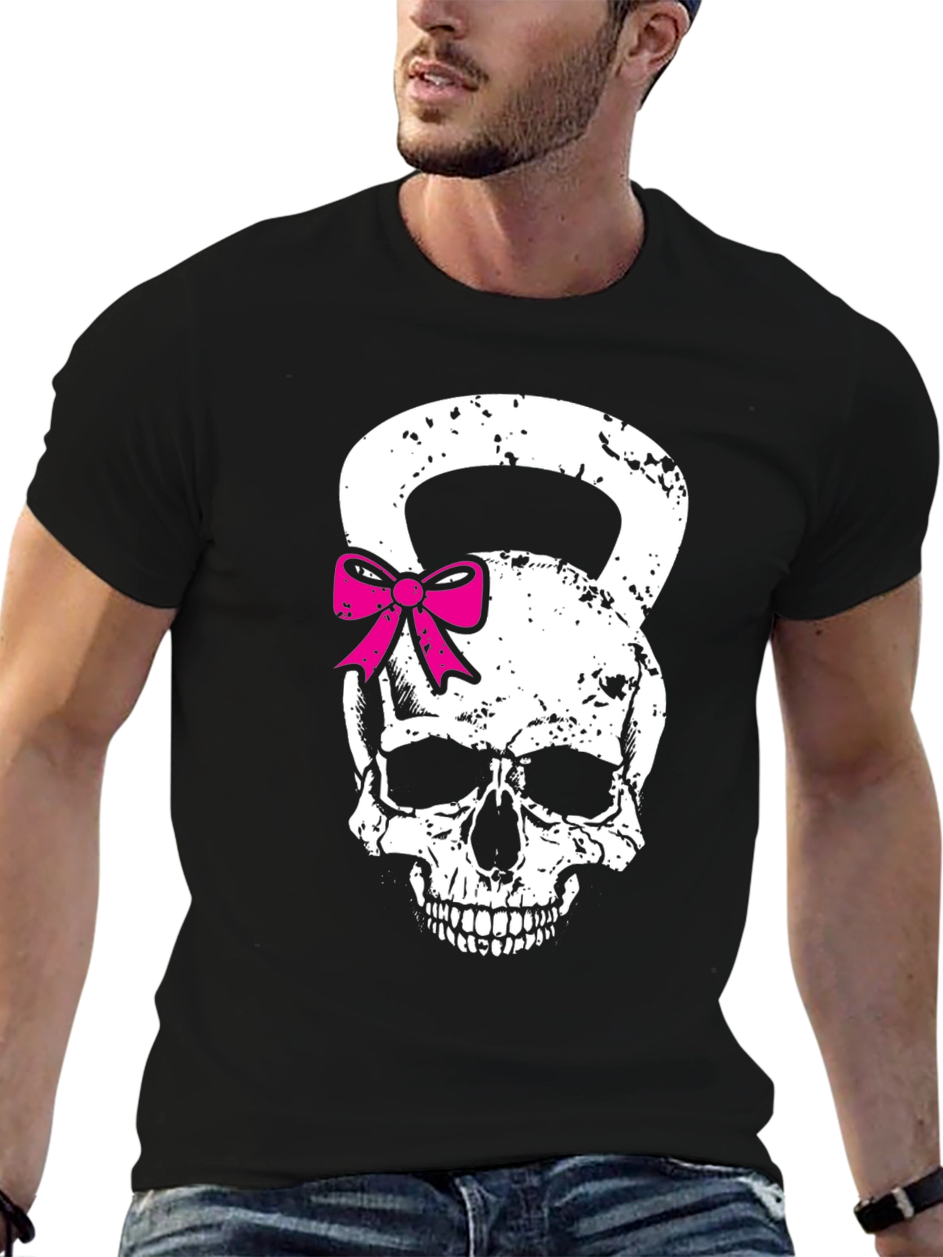 Skull Kettlebell Bow T-Shirt - Fitness Fashion