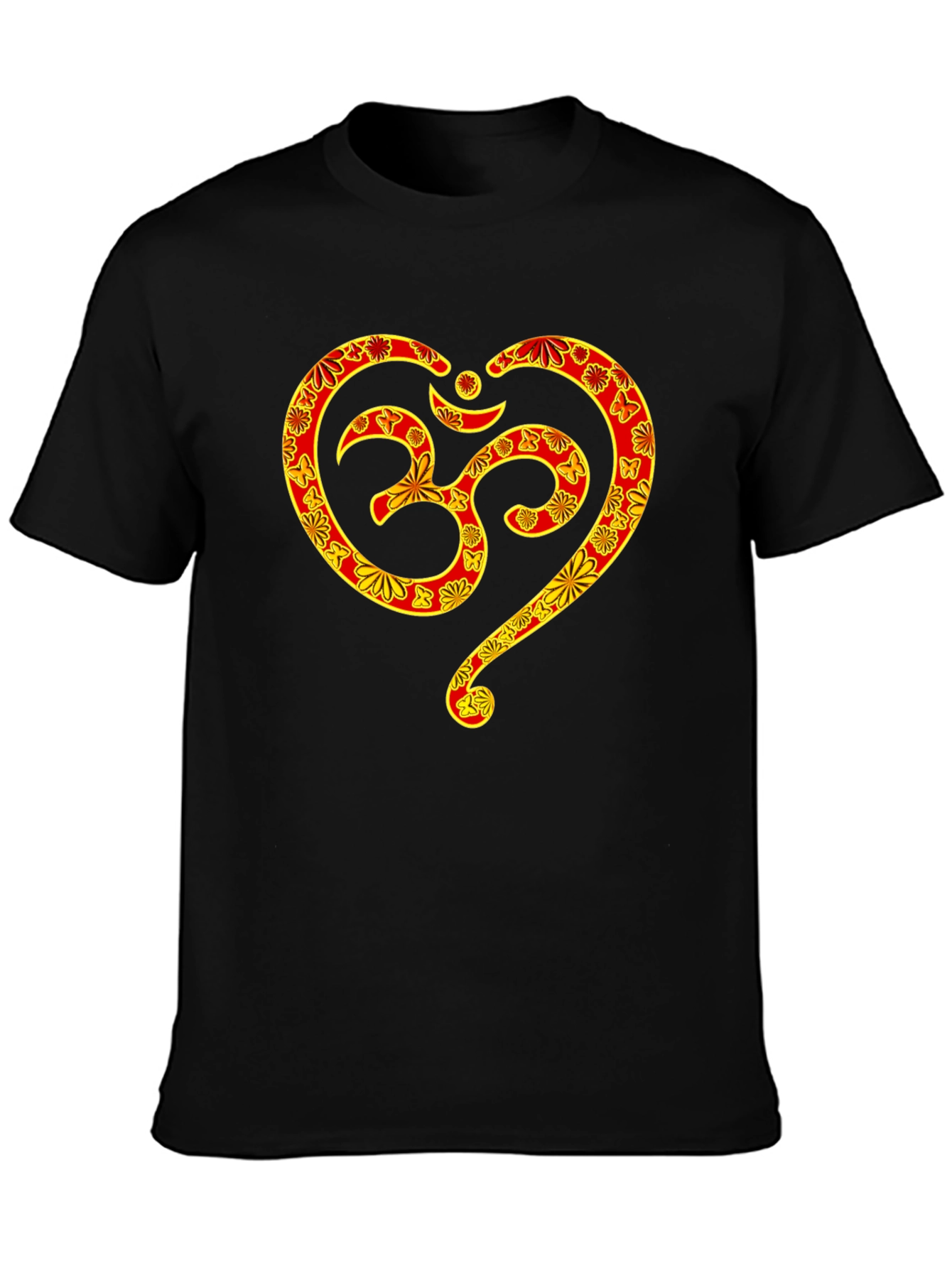 Om Symbol Heart Graphic T-Shirt - Black