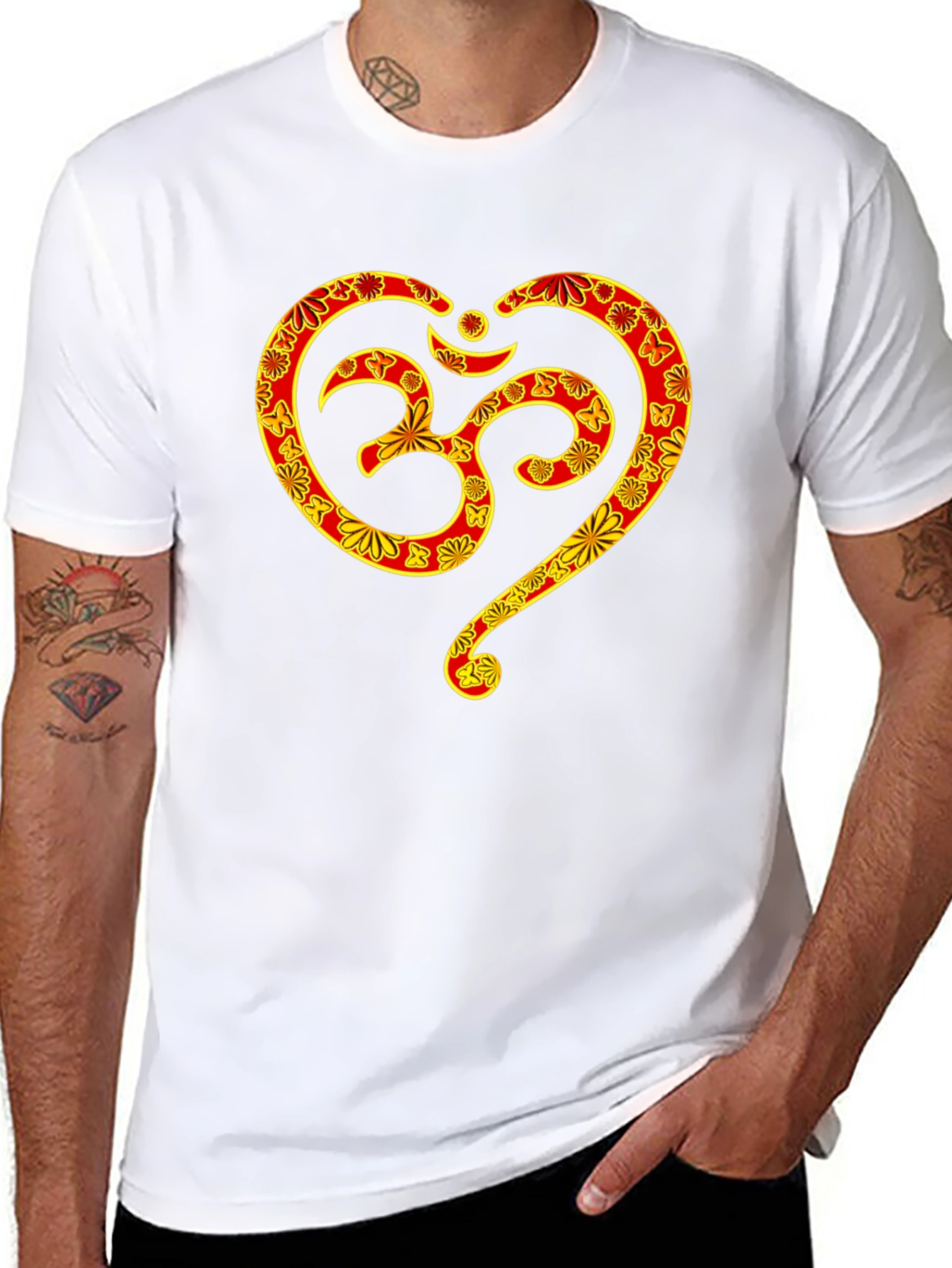 Om Symbol Heart Graphic T-Shirt - Black