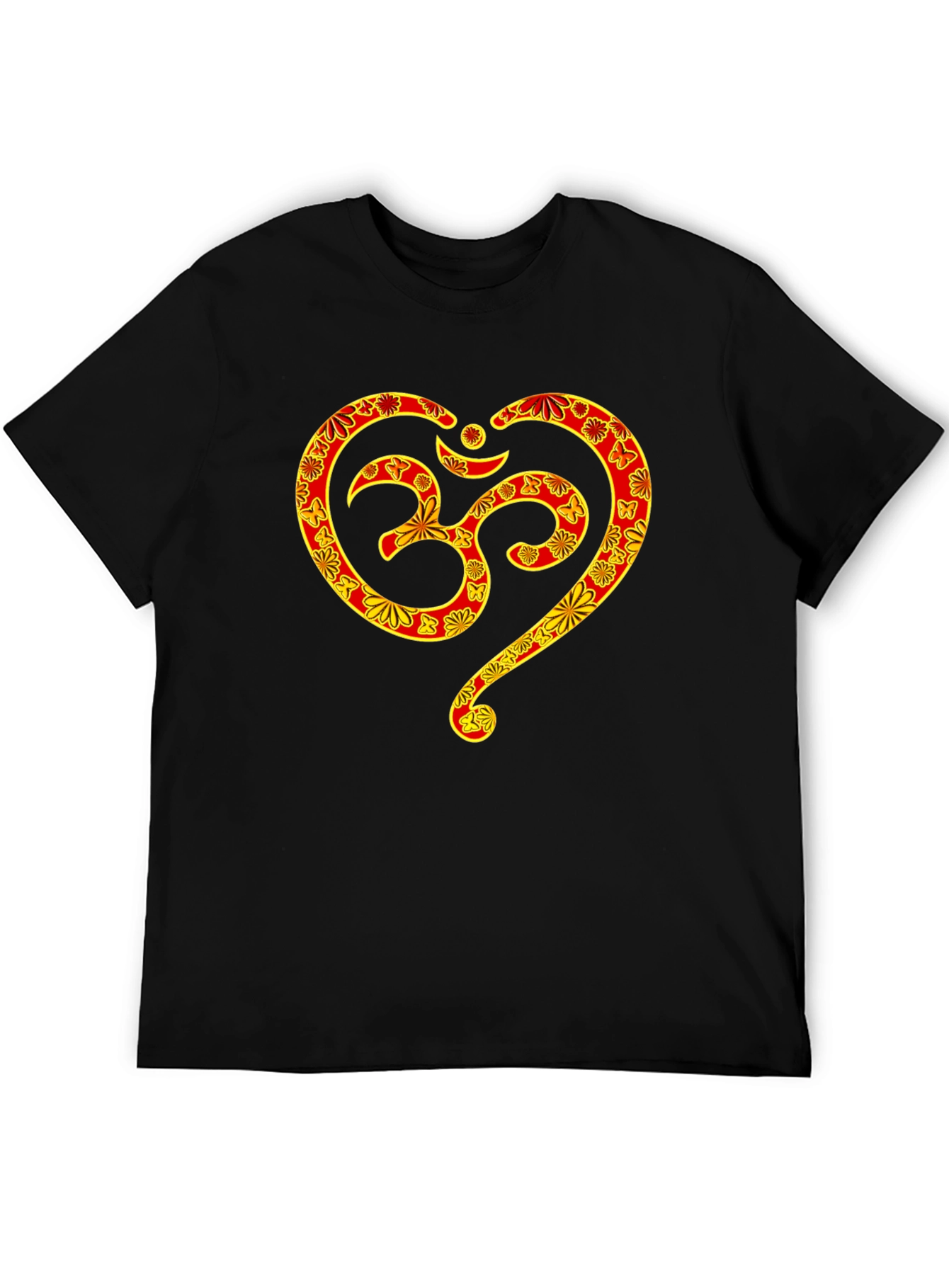 Om Symbol Heart Graphic T-Shirt - Black