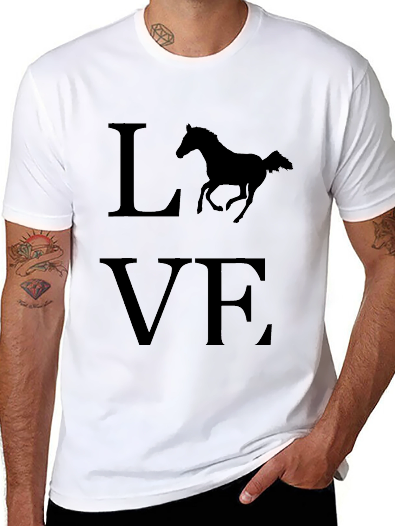 Love Horses T-Shirt Black Graphic Tee