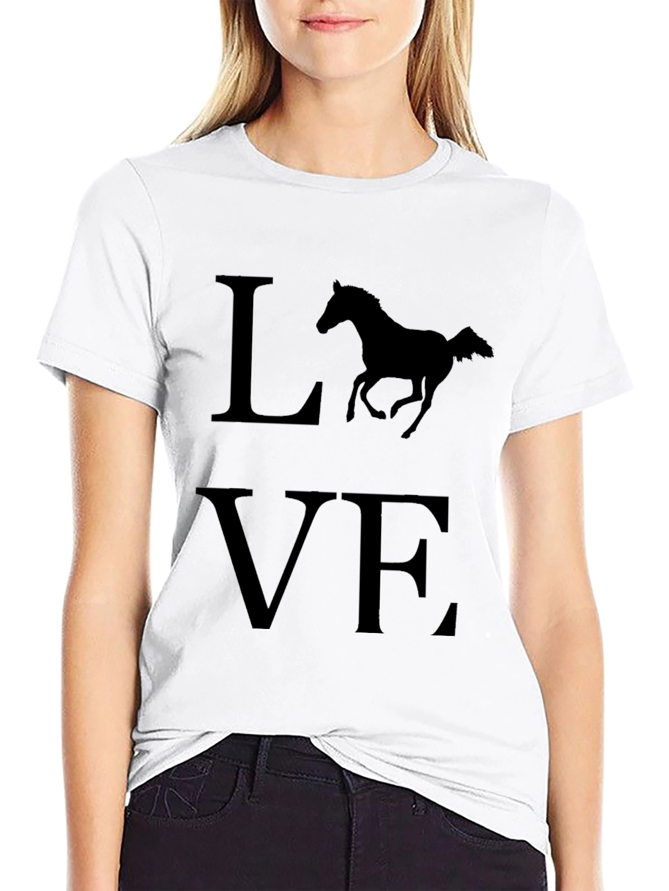 Love Horses T-Shirt Black Graphic Tee