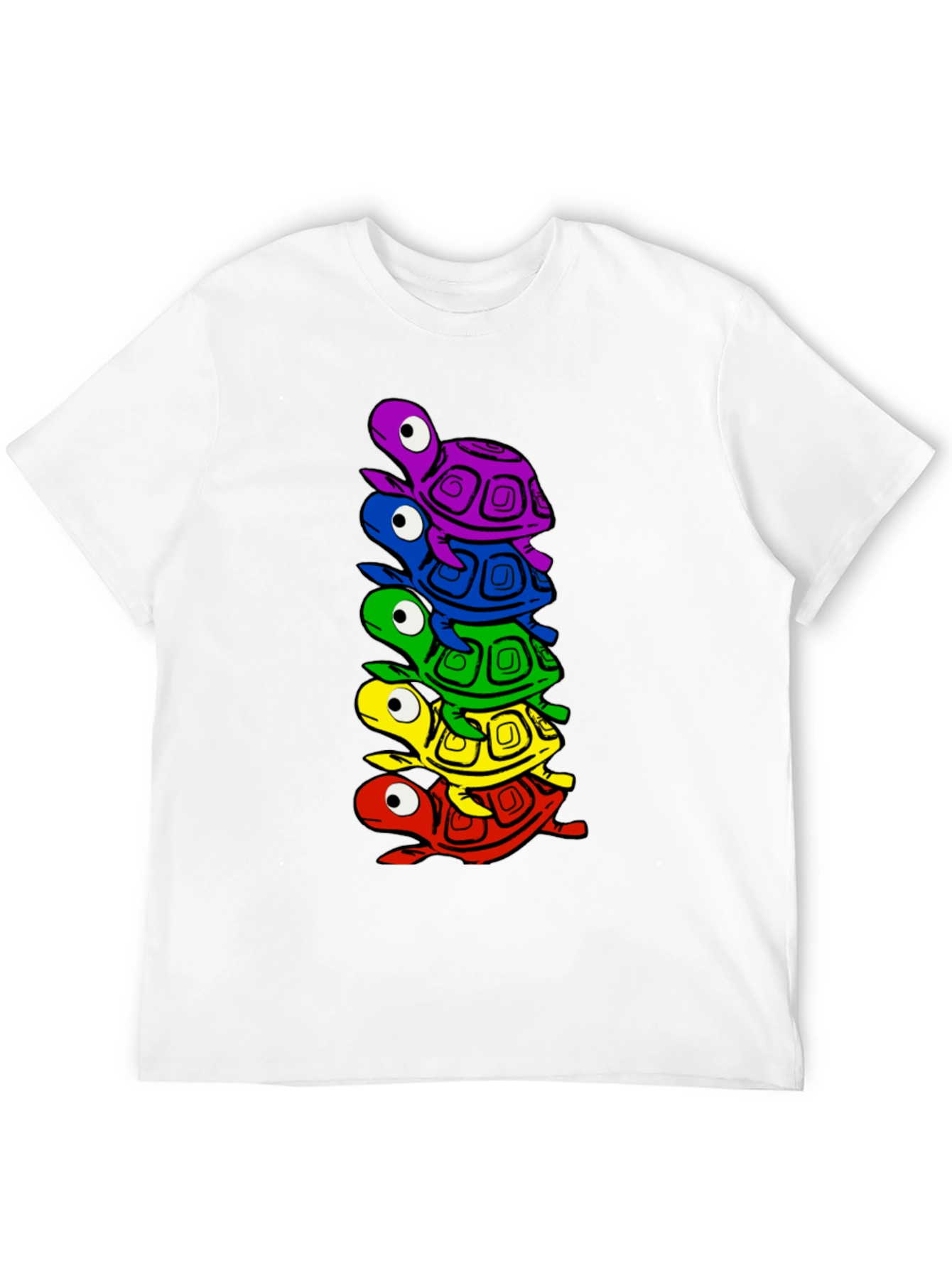 Stacked Turtle Graphic Tee - Black Crew Neck T-Shirt