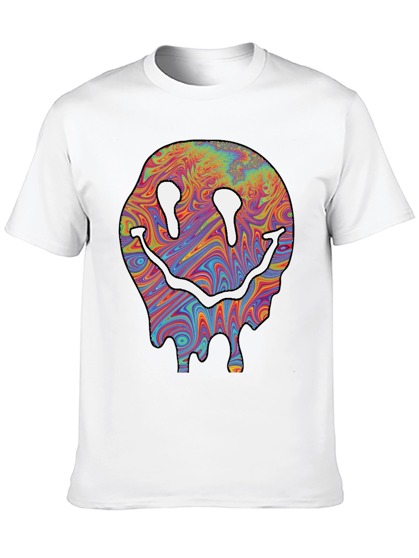 Trippy Smiley Face Graphic T-Shirt - Black